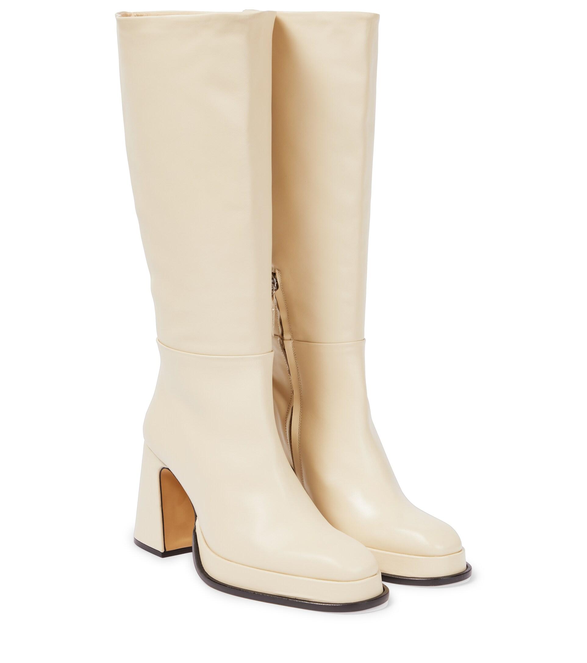 Souliers Martinez Begonia Leather Platform Boots in White | Lyst