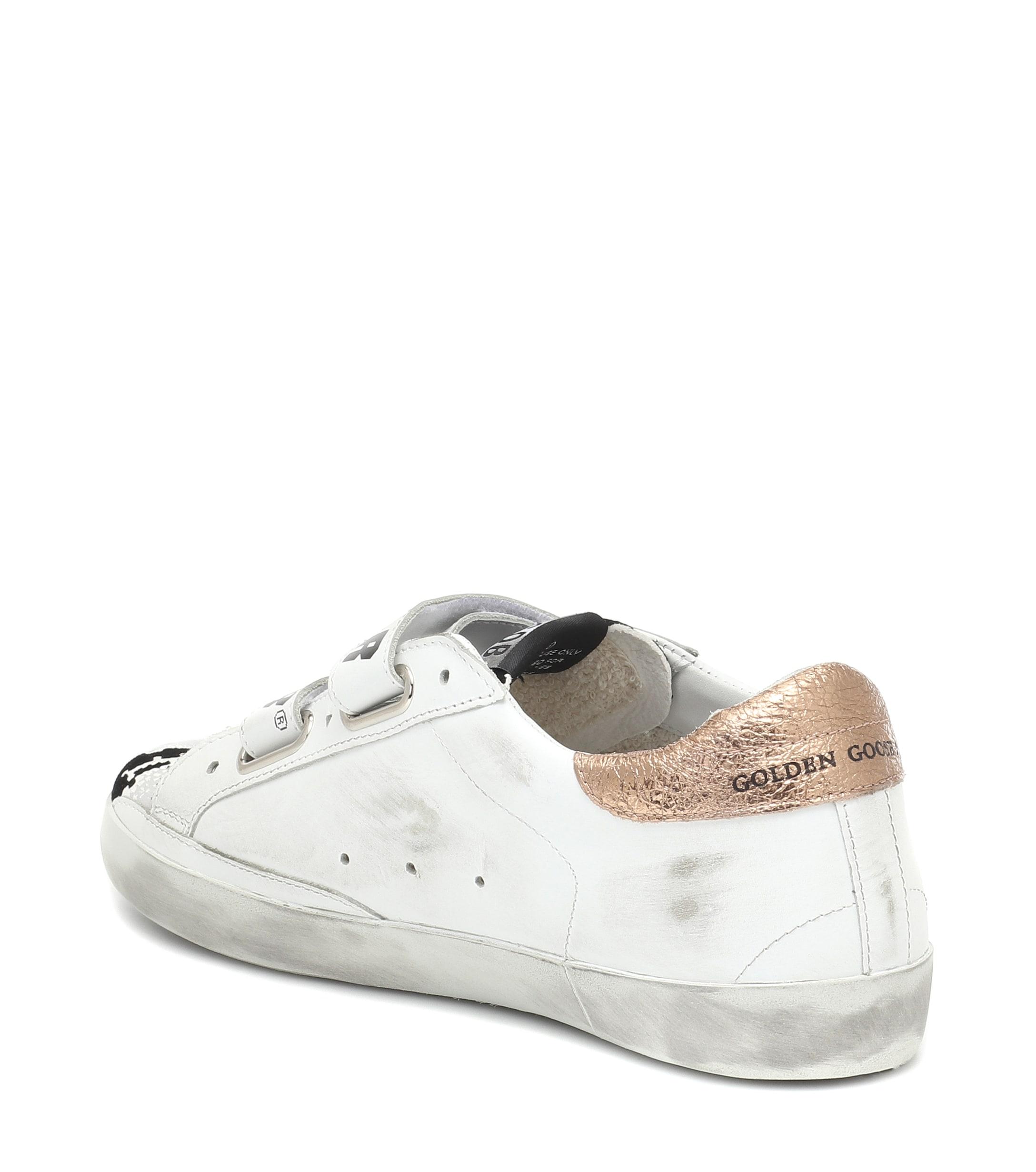 golden goose white leopard pony old school sneakers
