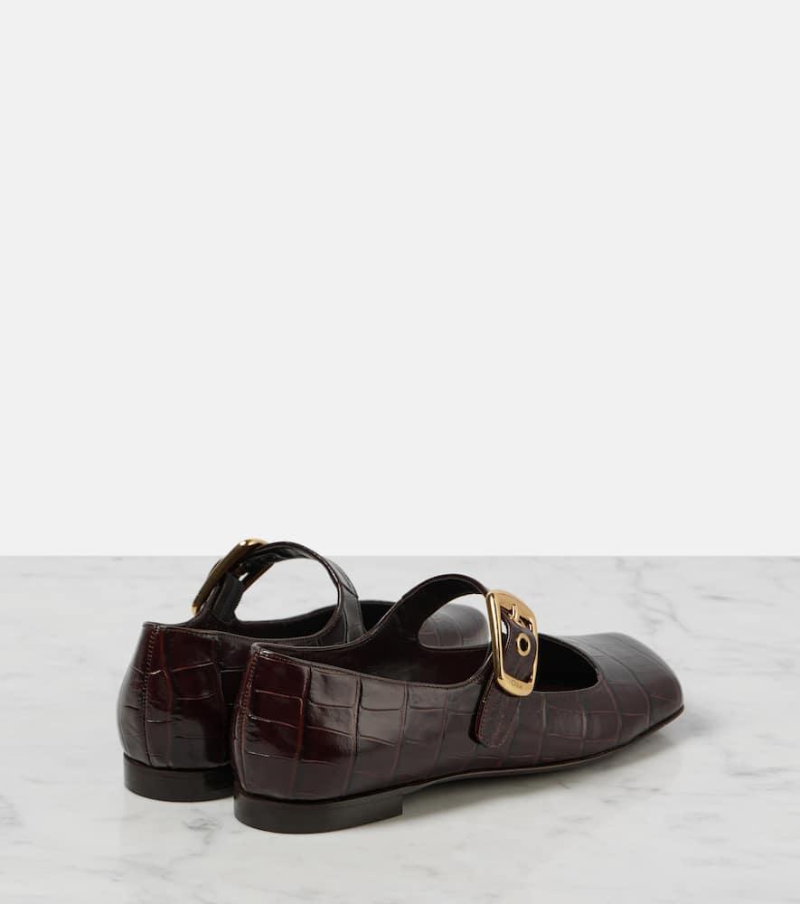 Chloé Polly Croc-Effect Leather Mary Jane Flats in Black Lyst UK