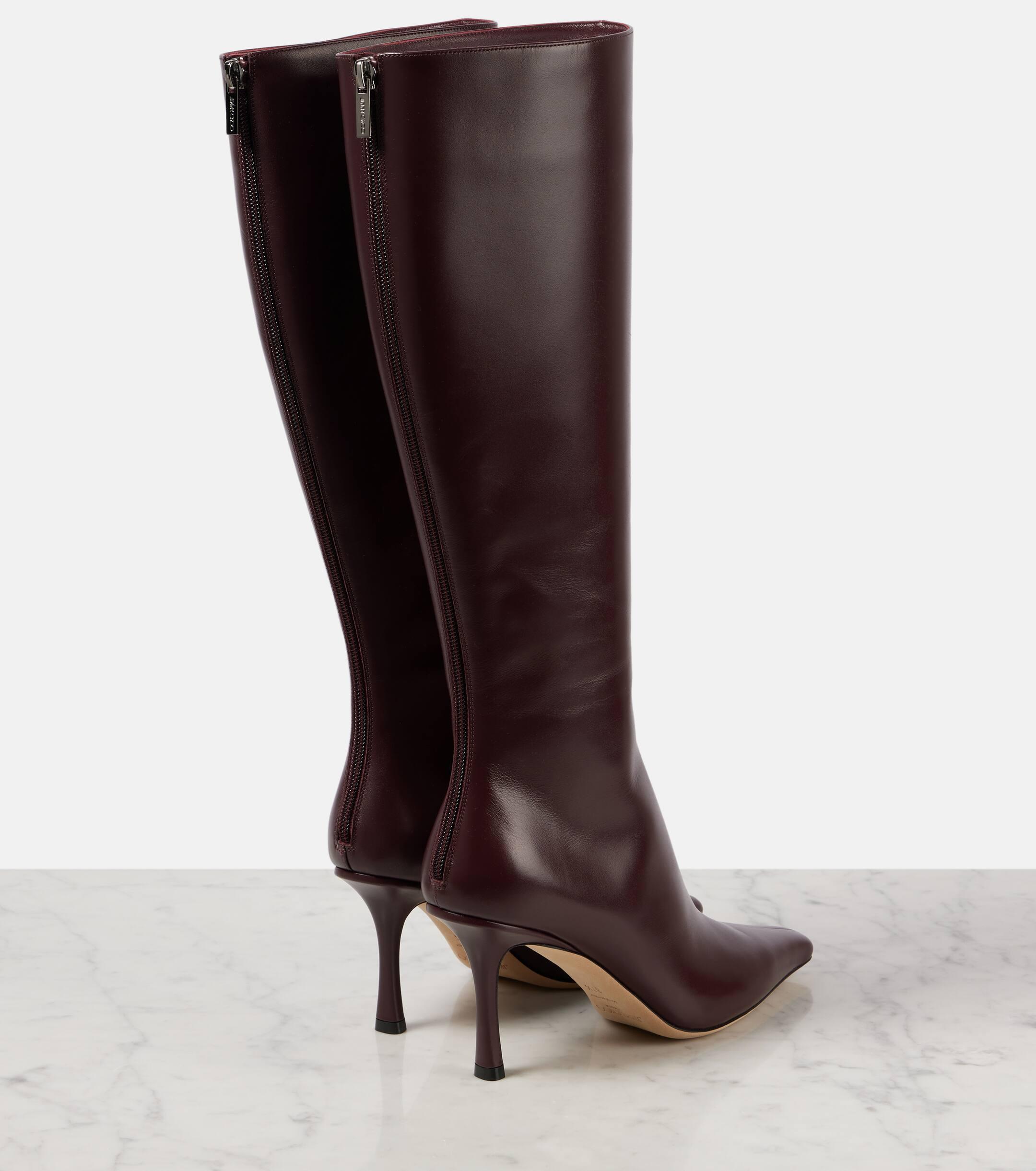 Jimmy Choo Agathe 85 Leather Knee High Boots in Brown Lyst UK