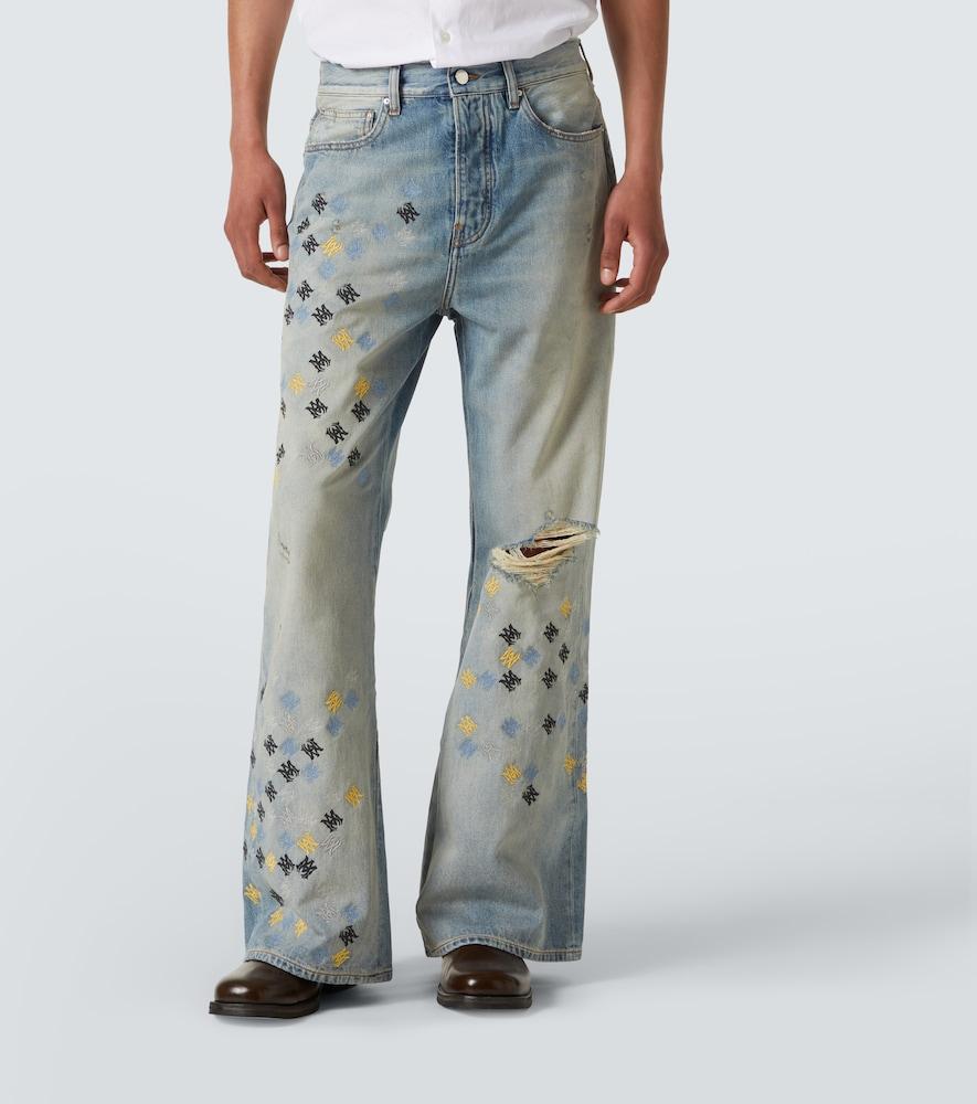 Amiri Ma Quad Embroidered Flared Jeans in Blue for Men | Lyst