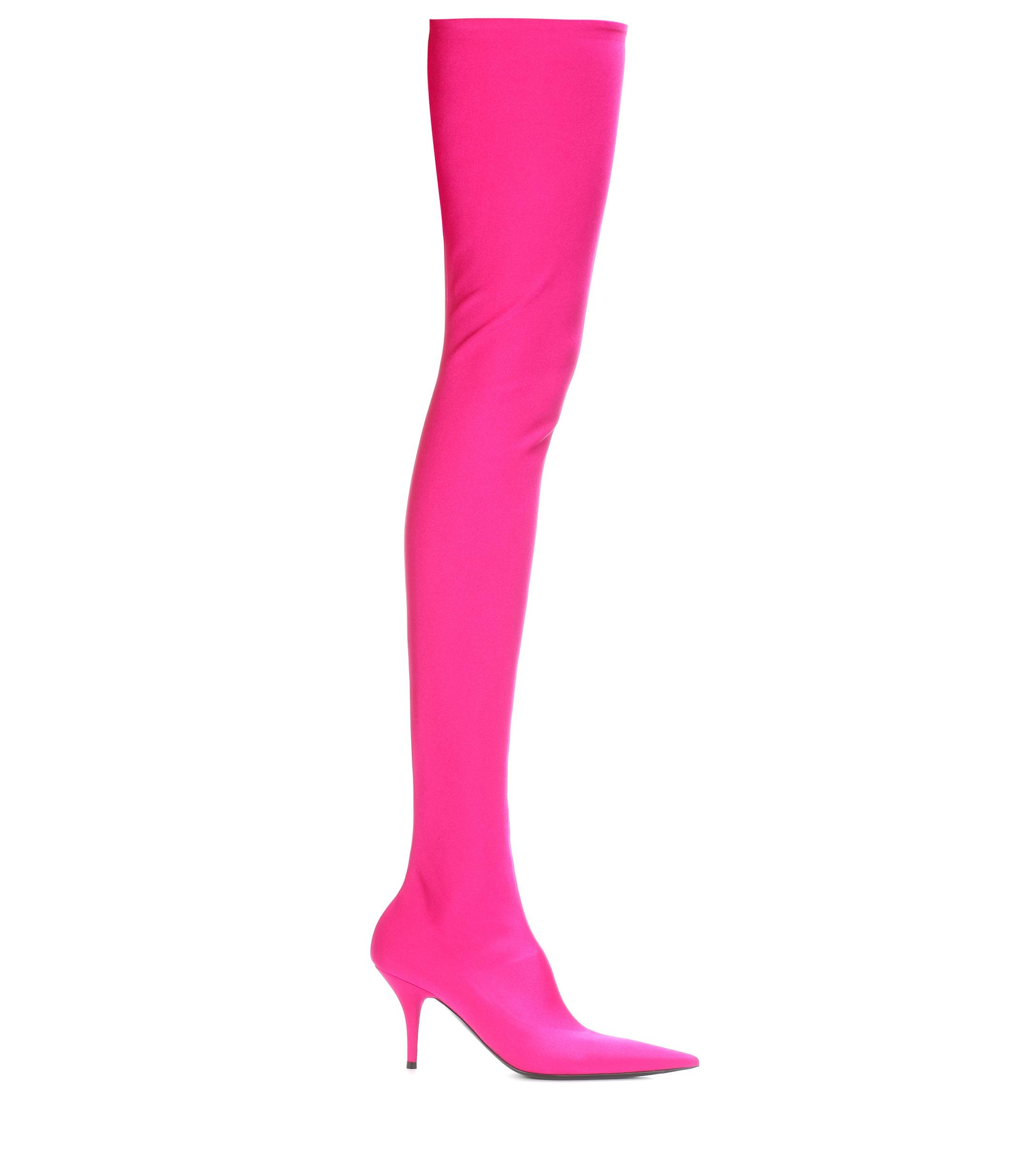 Balenciaga Leather Knife Over-the-knee Boots in Pink - Lyst