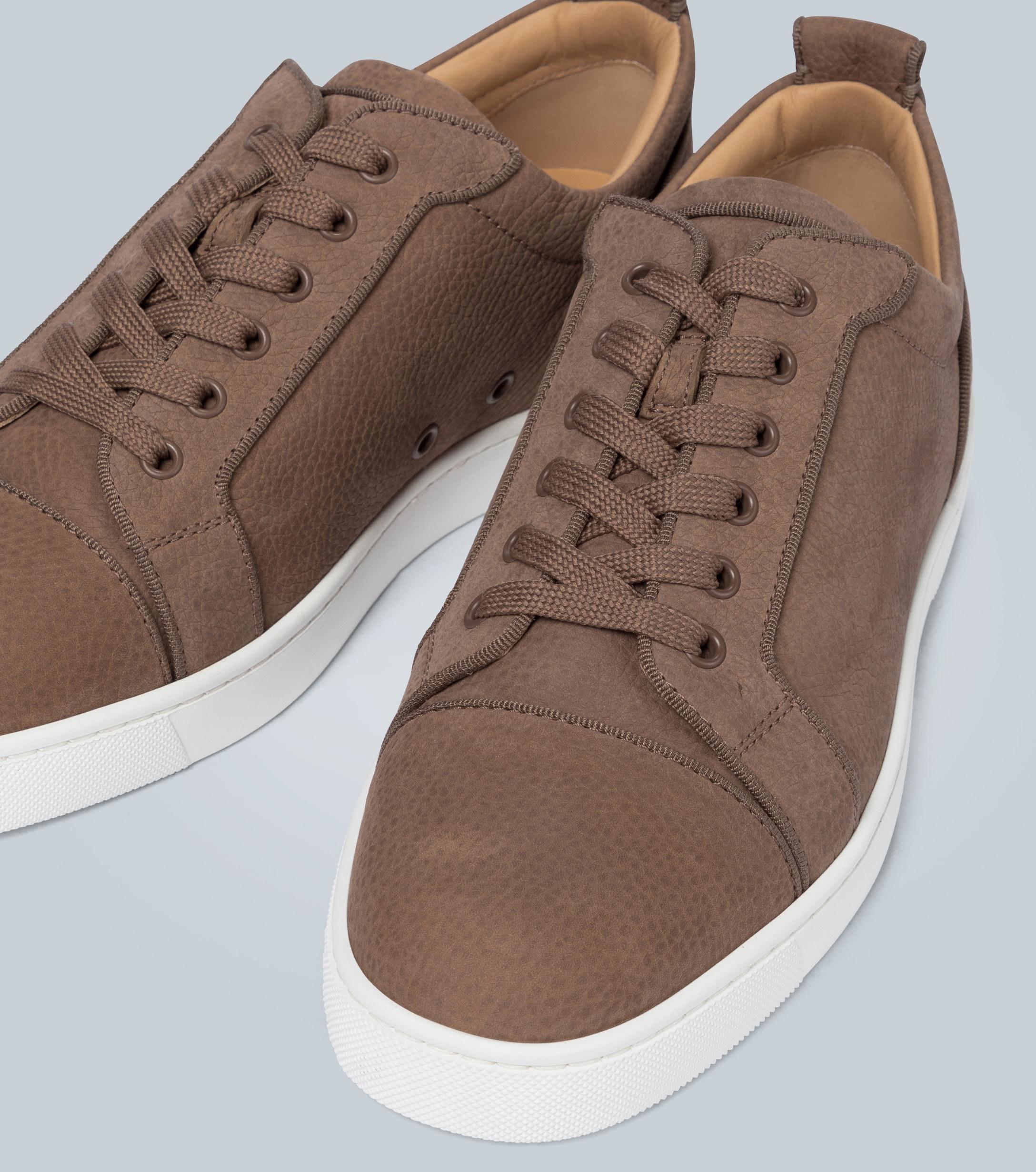 Louis Junior Suede Low Top Sneakers in Brown - Christian Louboutin