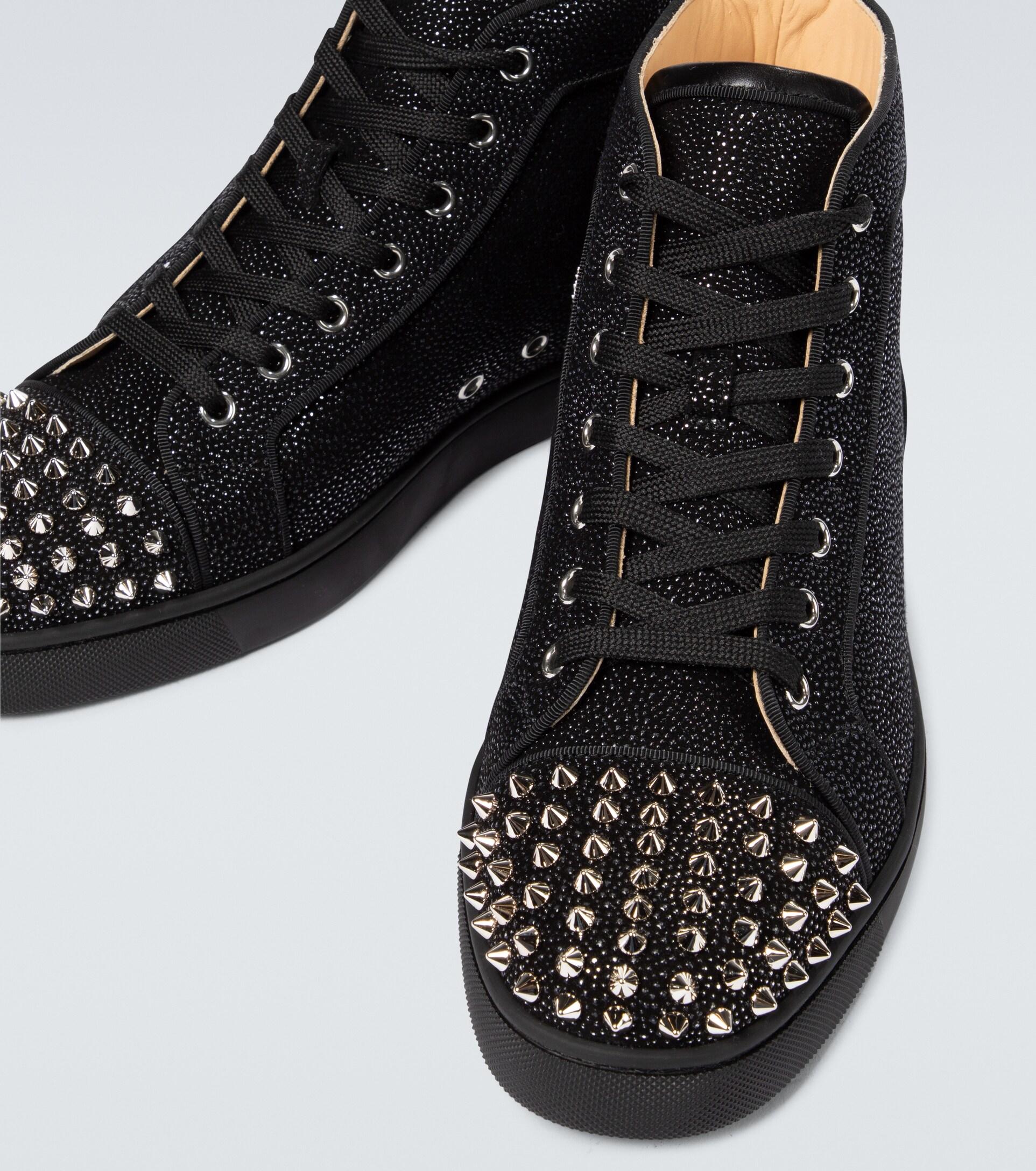 Christian Louboutin Lou Spikes Orlato Leather Sneaker in Black for Men