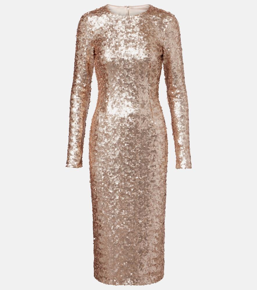 dolce and gabbana gold sequin dress Short sequined strapless dress in Gold for Women