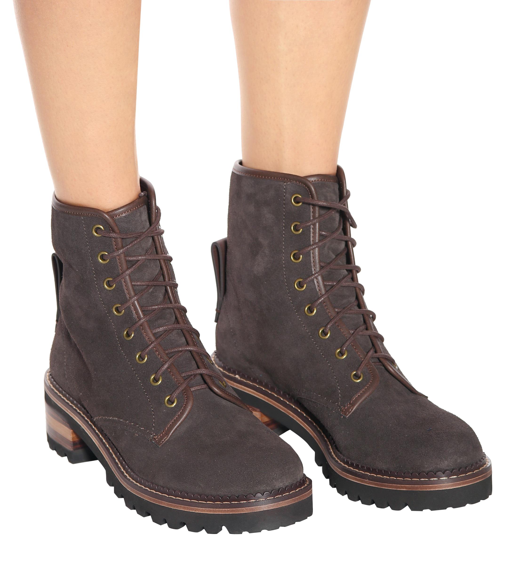 See By Chloé Liegi Suede Ankle Boots in Brown - Lyst