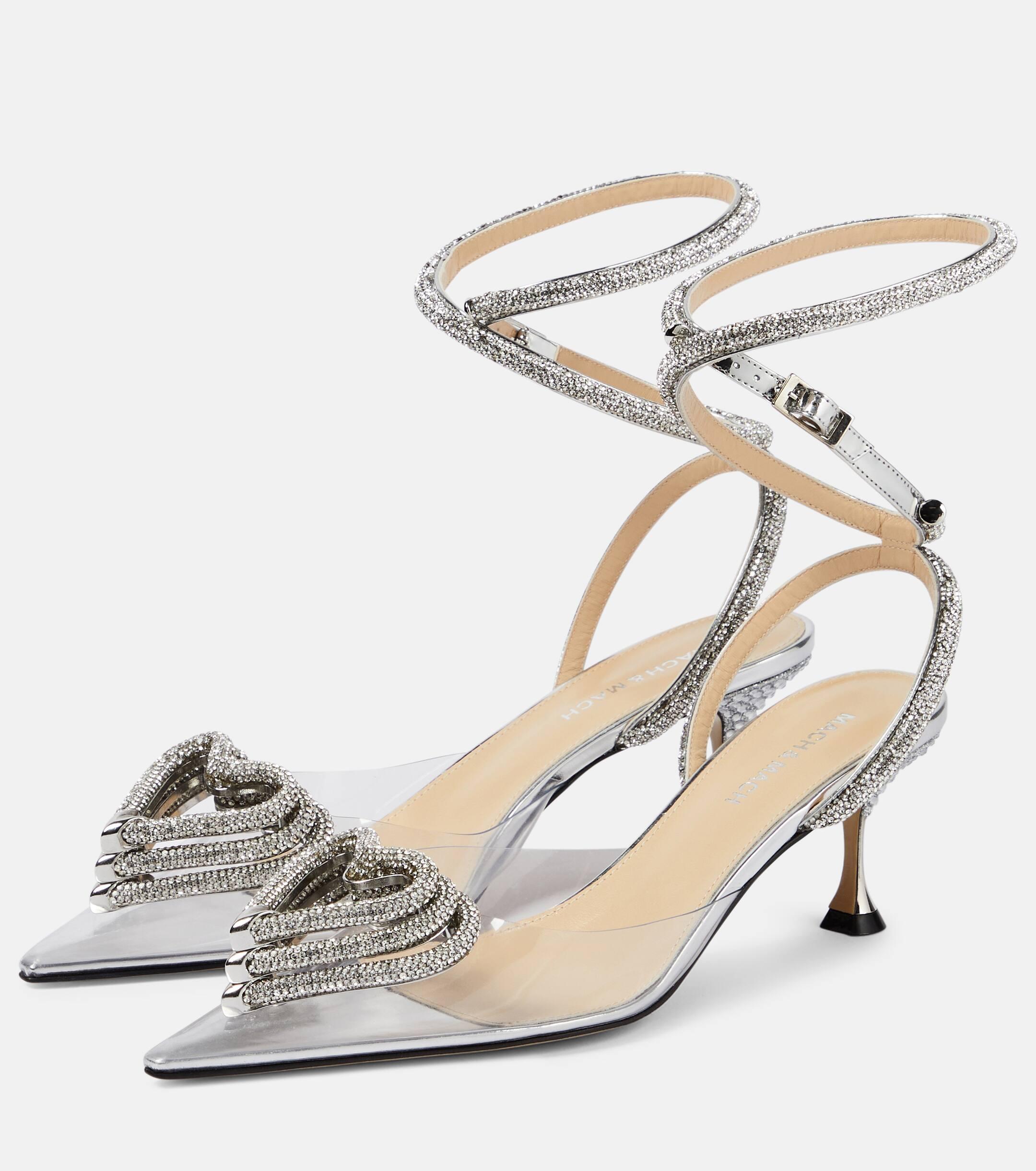Mach & Mach Triple Heart Embellished Pvc Pumps in Metallic