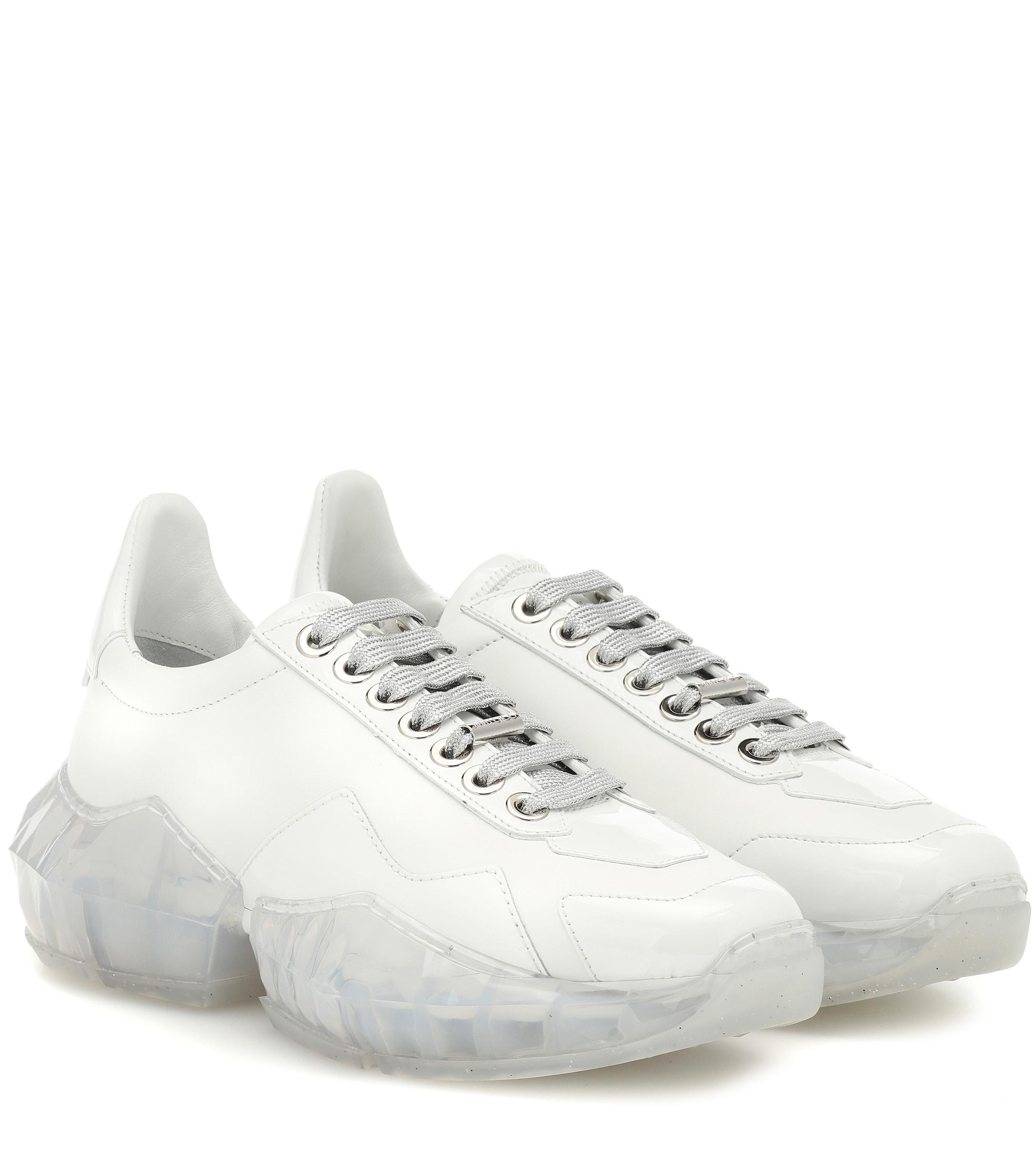 Jimmy Choo Diamond/f Leather Sneakers in White - Lyst
