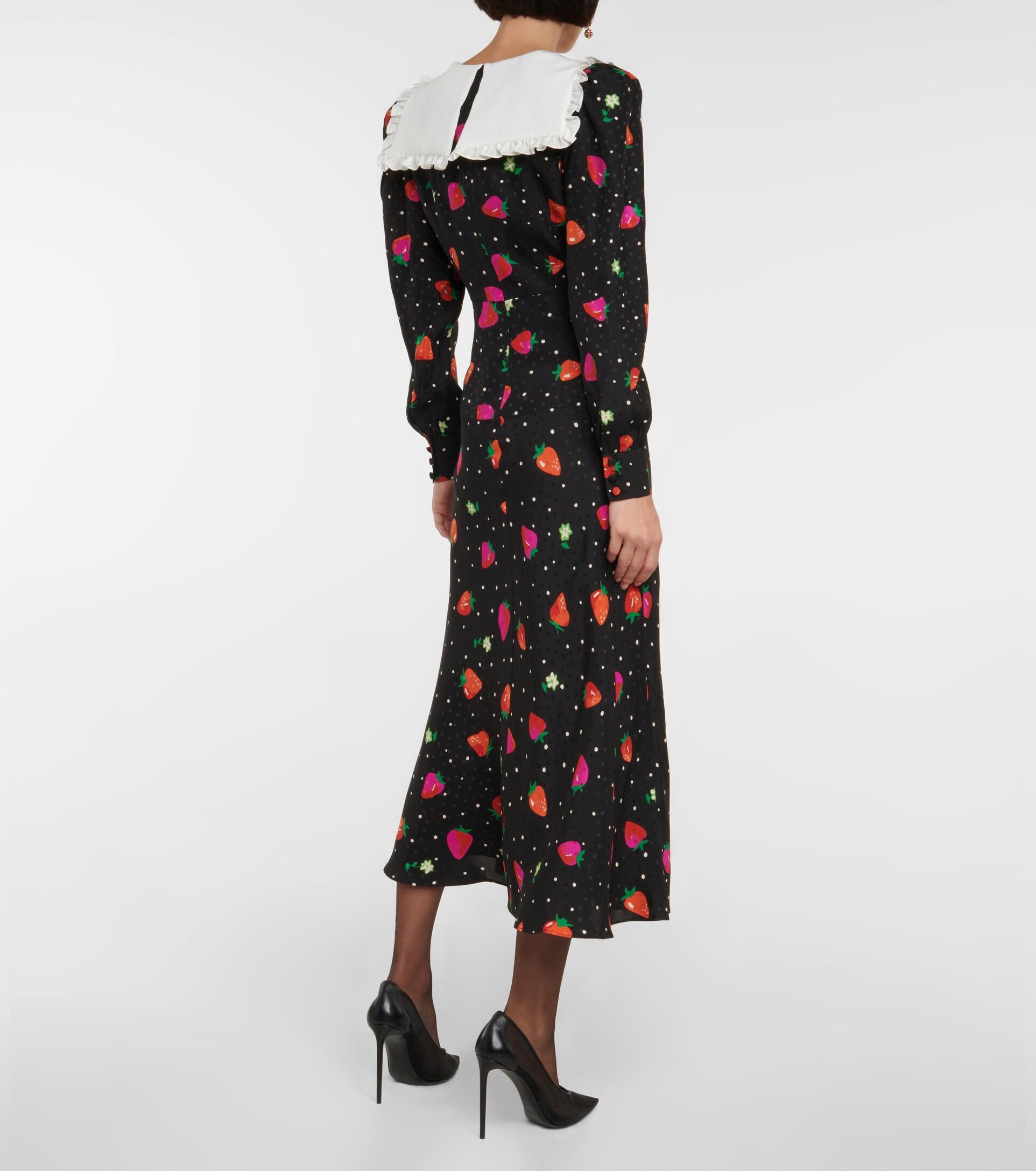 Alessandra Rich Printed Jacquard Silk Midi Dress in Black | Lyst