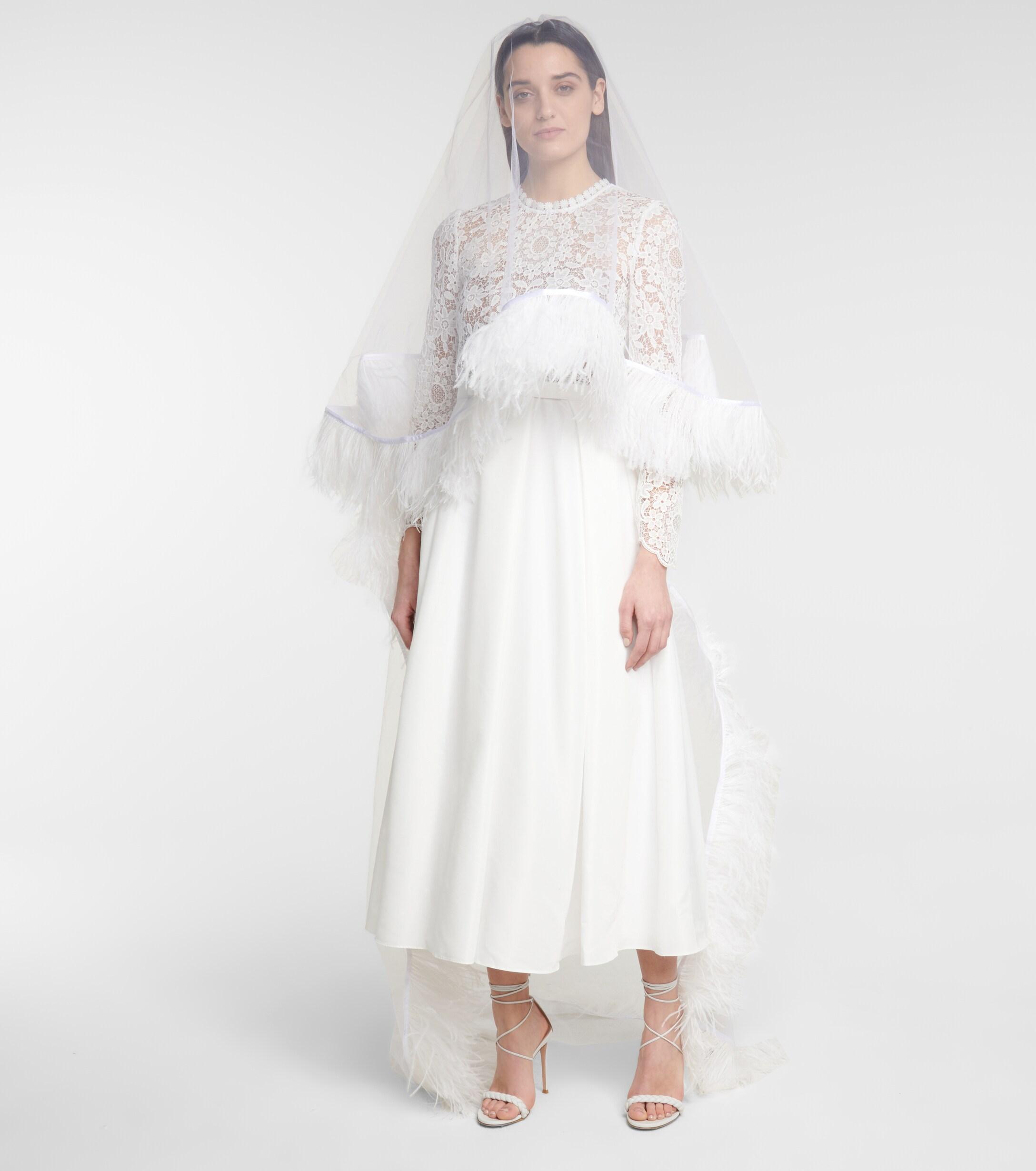 Christopher Kane Feather trimmed Tulle Veil in White Lyst Australia