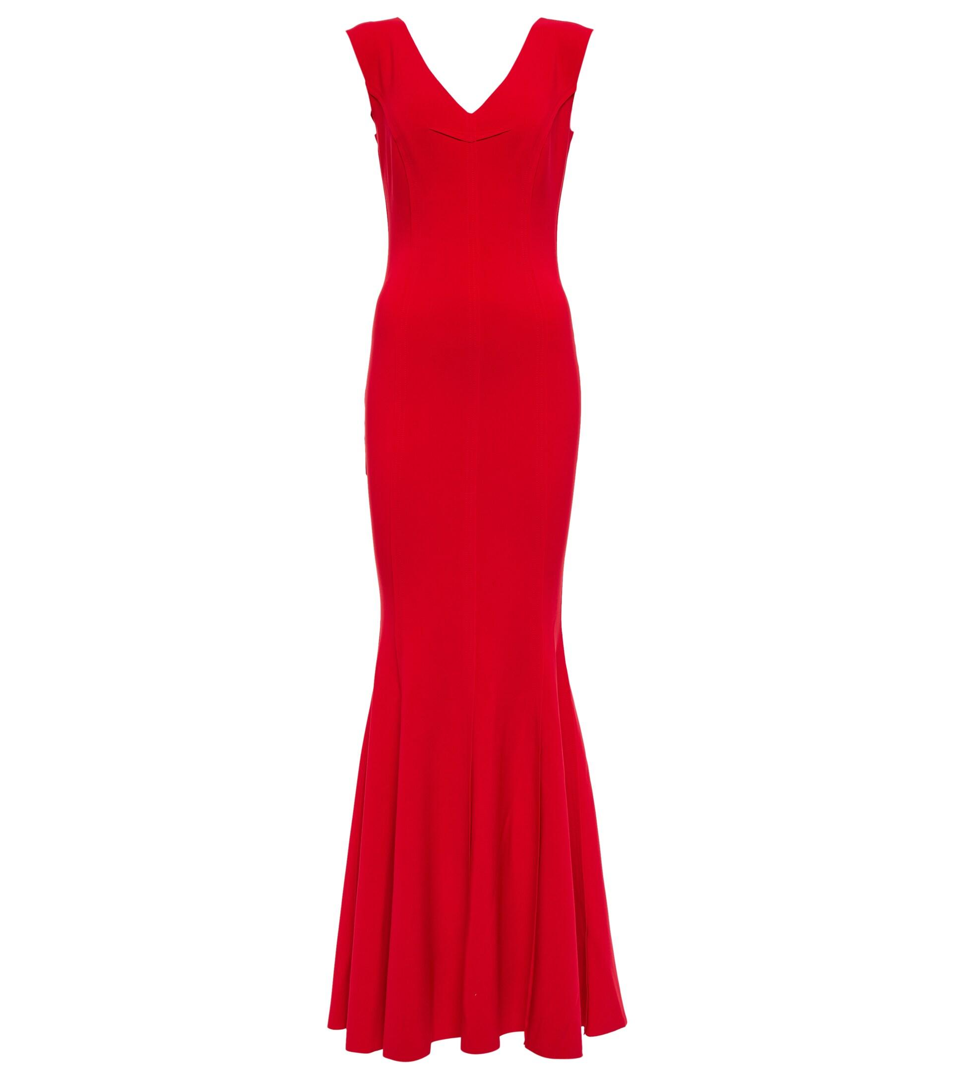 Norma Kamali Synthetic V-neck Fishtail Jersey Gown in Tiger Red (Red ...
