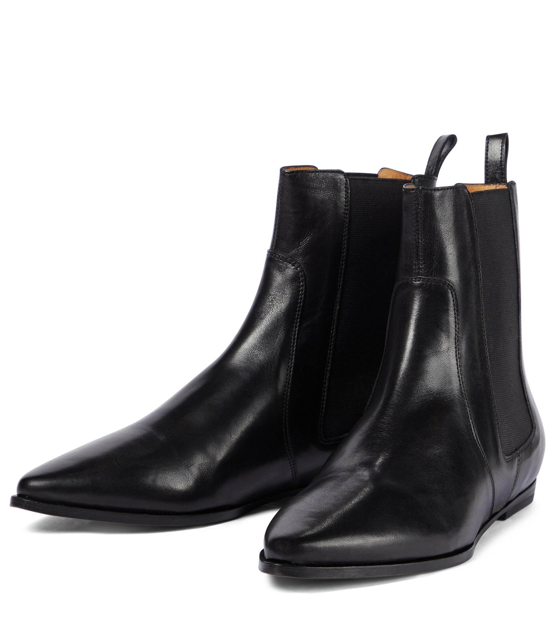Isabel Marant Duiza Flat Leather Ankle Boots in Black | Lyst