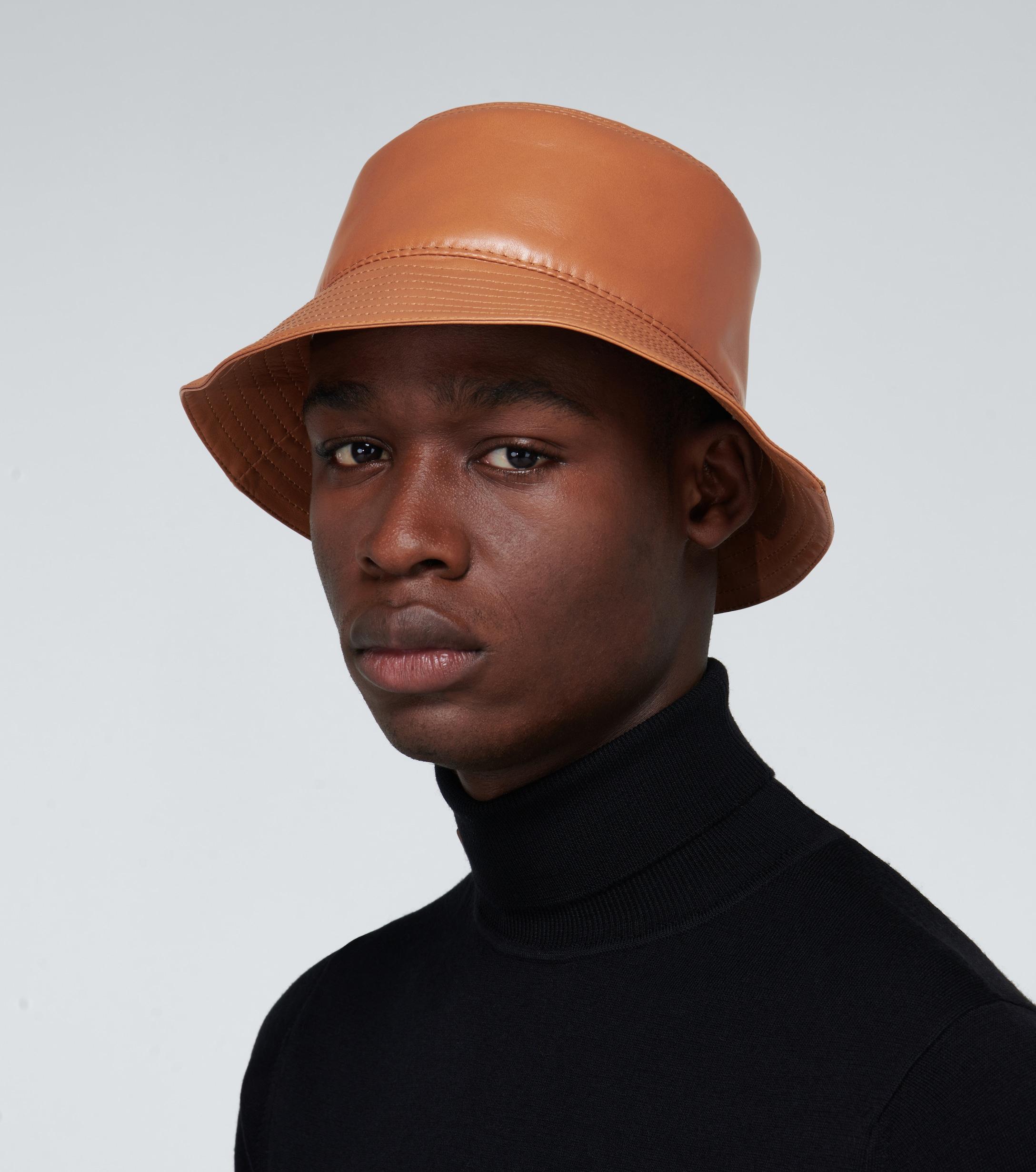 Loewe Leather Fisherman Hat in Brown for Men - Lyst