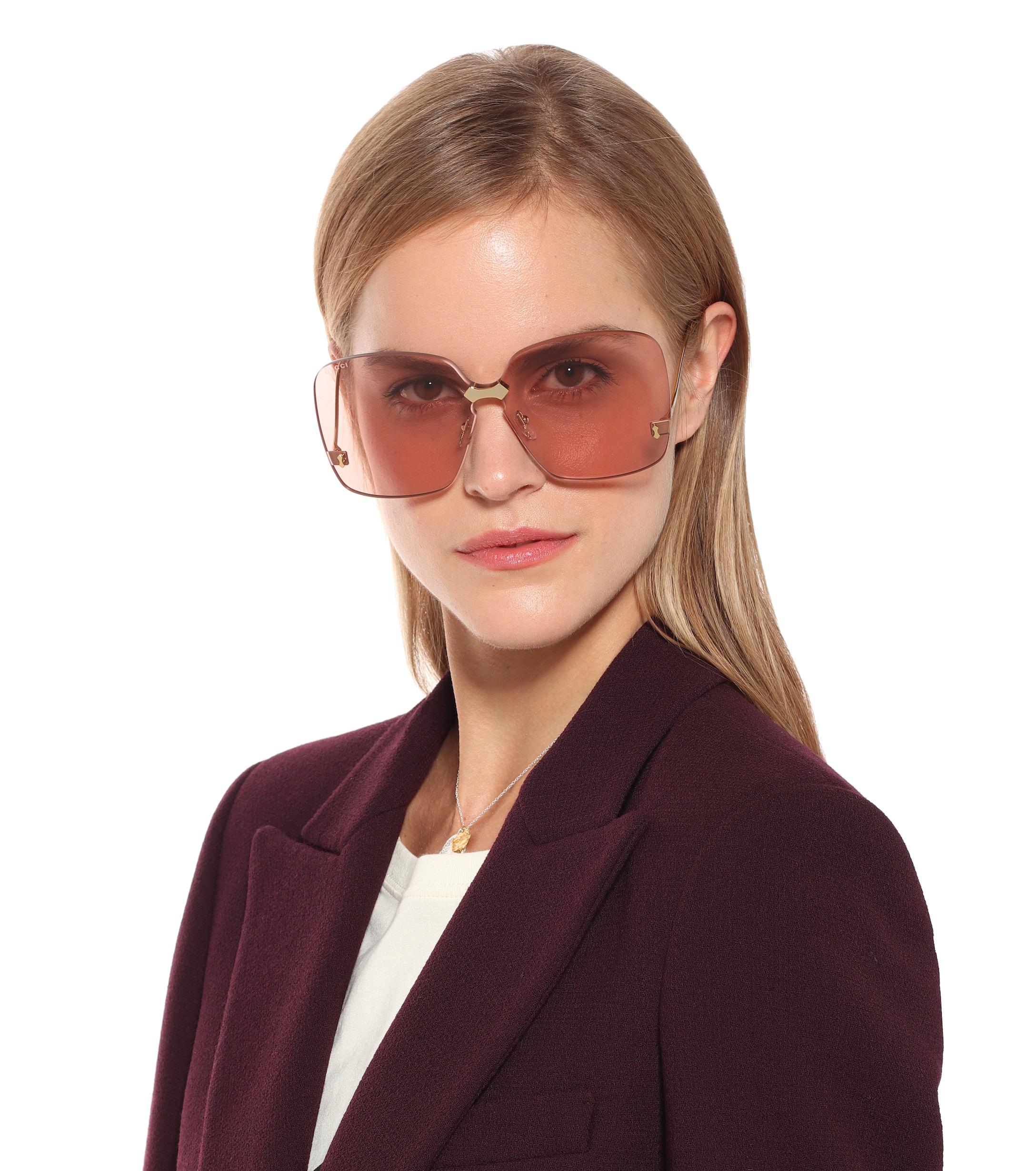 Gucci Synthetic Square-frame Rimless Sunglasses in Pink - Lyst