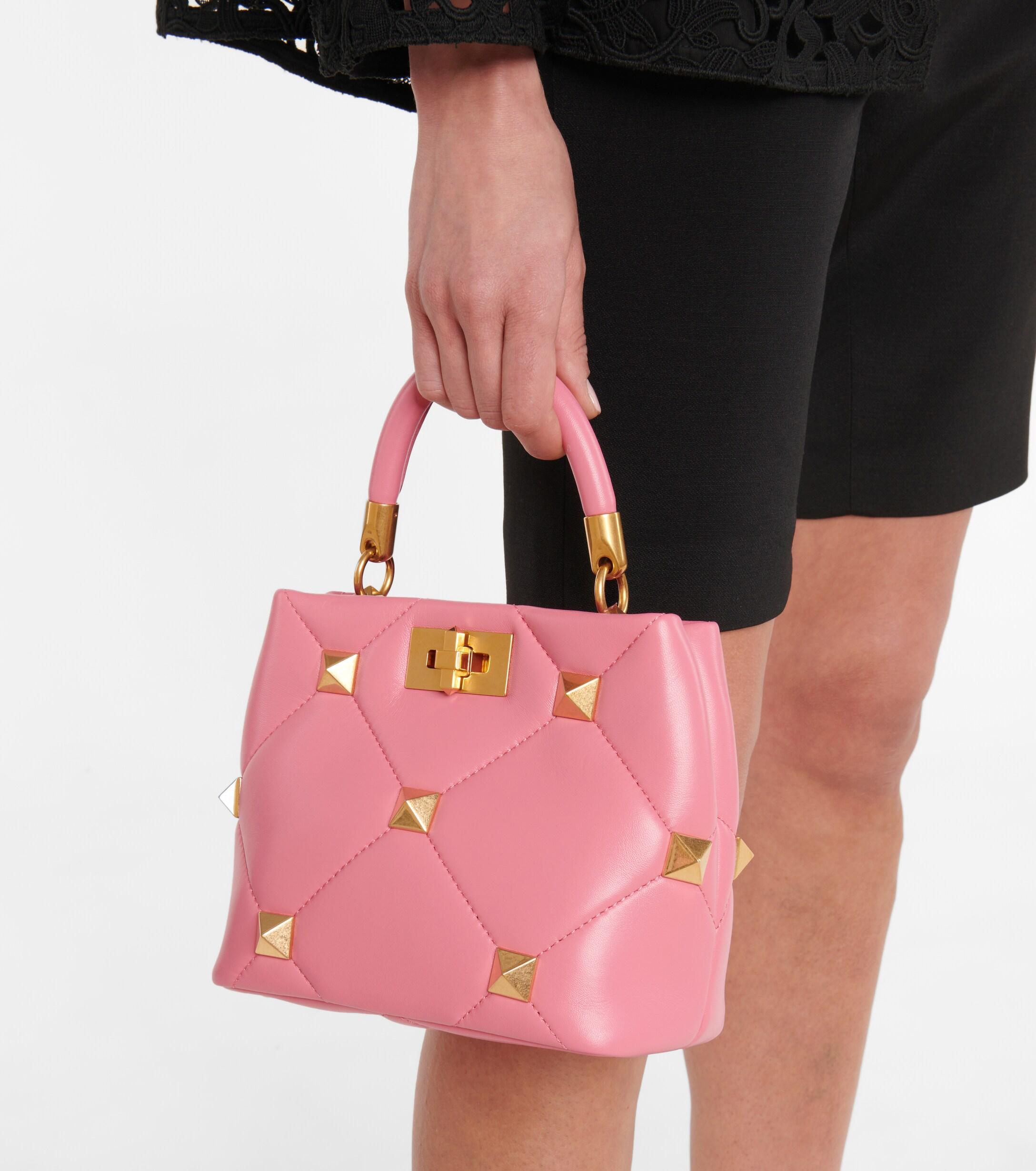 Valentino Garavani Roman Stud Small Leather Shoulder Bag in Pink - Lyst