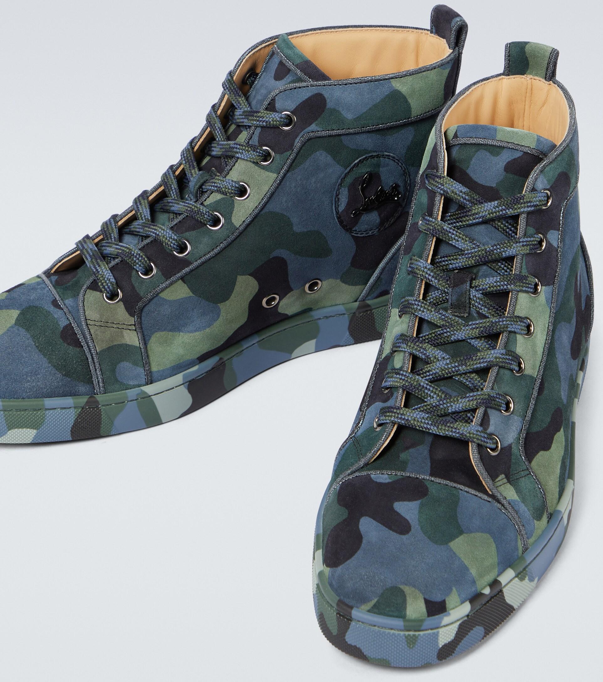 Christian Louboutin Louis Orlato Camouflage Sneakers in Blue for Men | Lyst