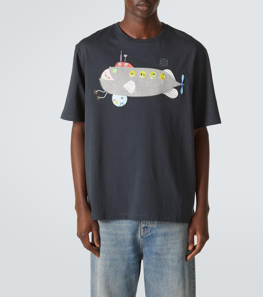Loewe ロエベ / Suna Fujita / Deep Sea cotton jersey T-shirt x Suna Fujita Deep Sea cotton jersey T-shirt in grey - Loewe