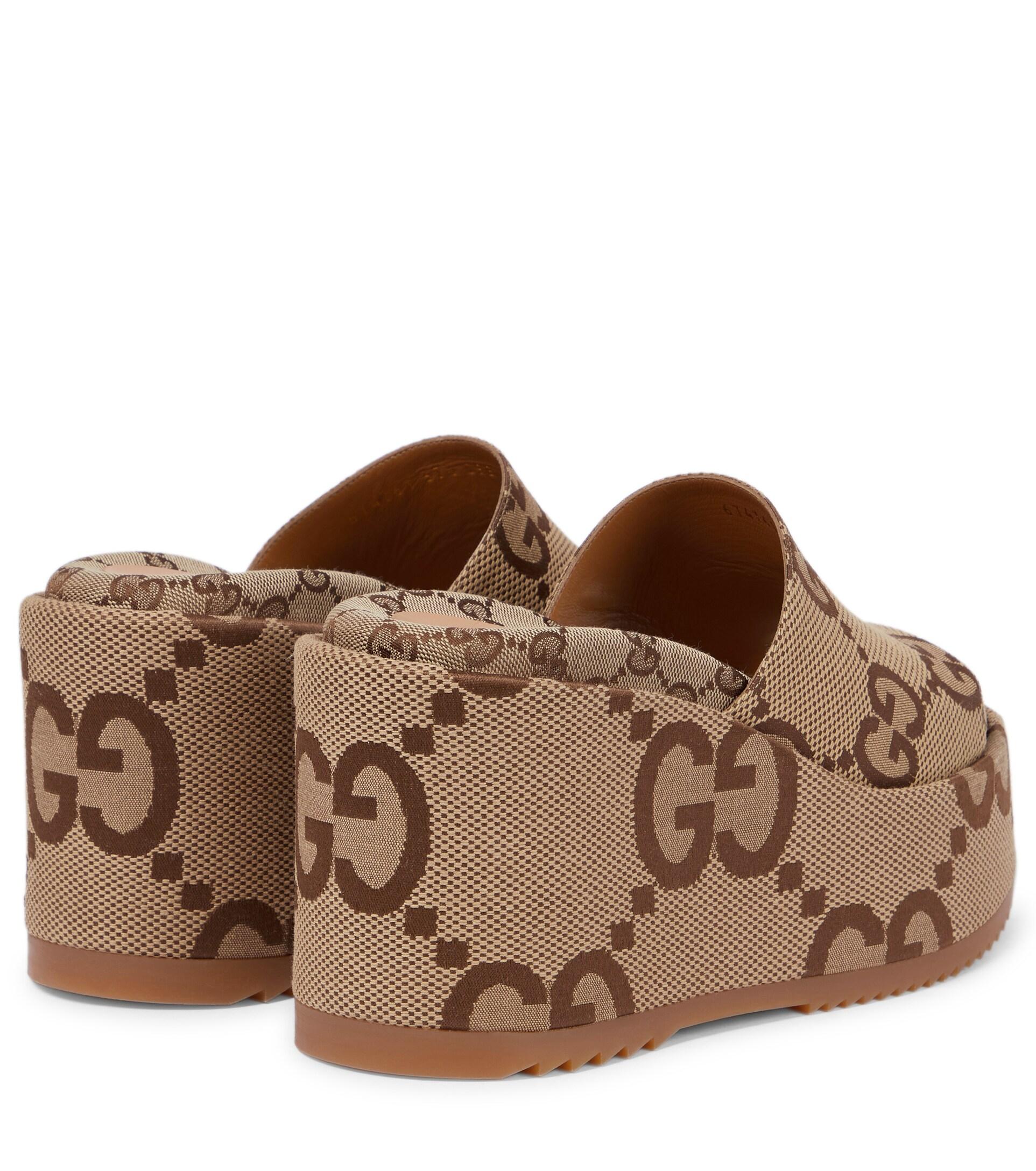 Gucci GG Supreme Platform Sandals in Brown