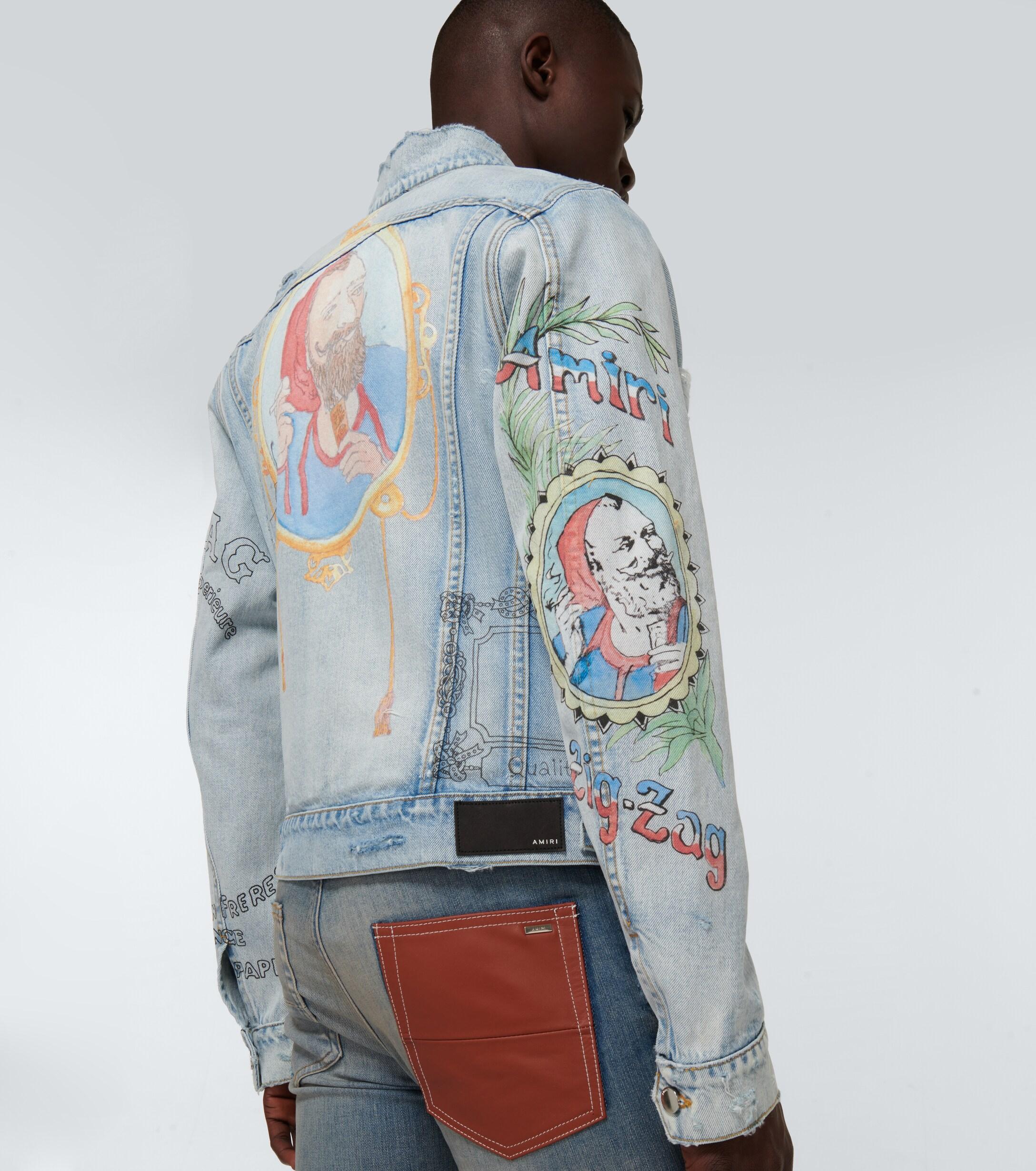 Amiri logo-jacquard Denim Jacket - Blue