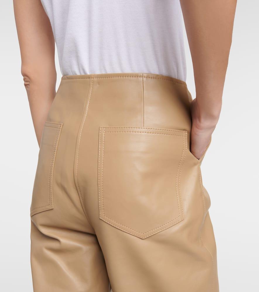 Toteme Wide Leather Trouser in Beige
