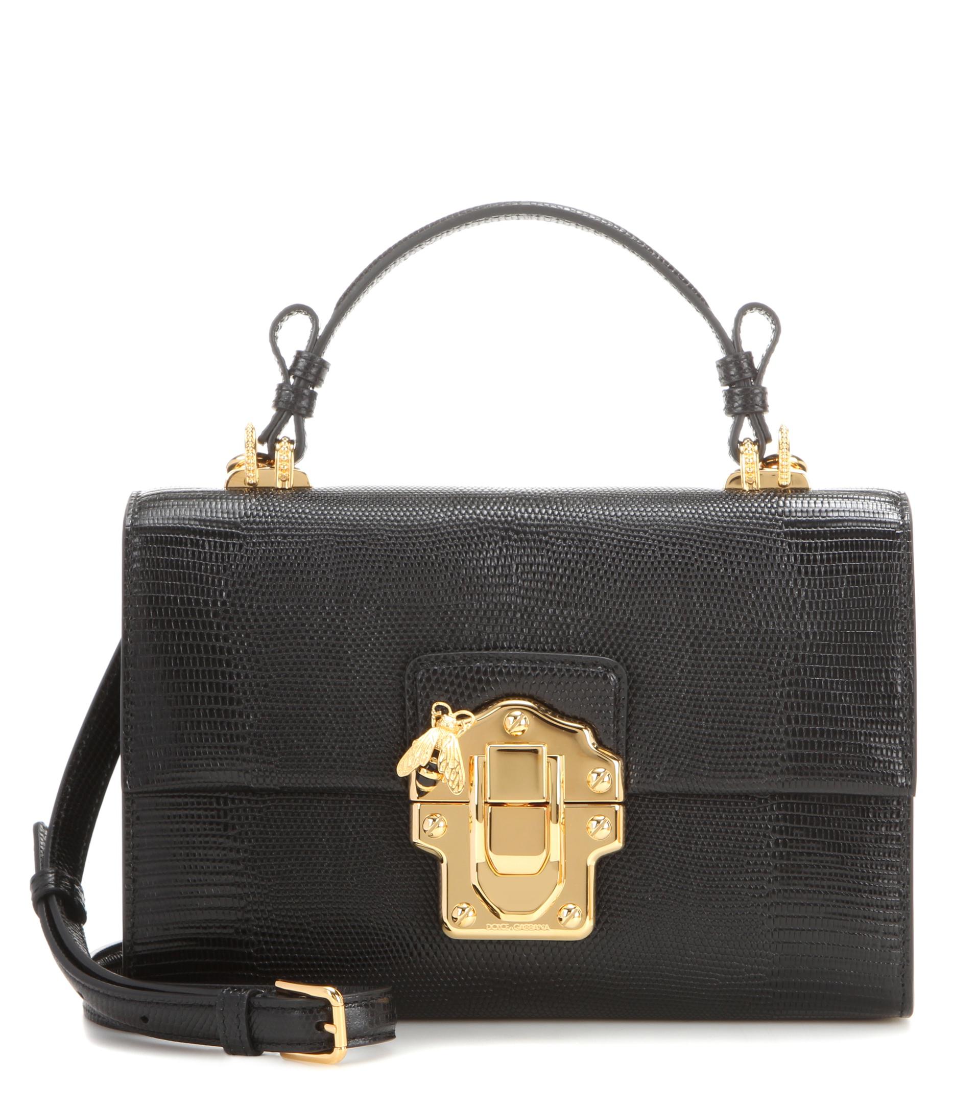 Dolce & Gabbana Lucia Embossed Leather Shoulder Bag in Black - Lyst