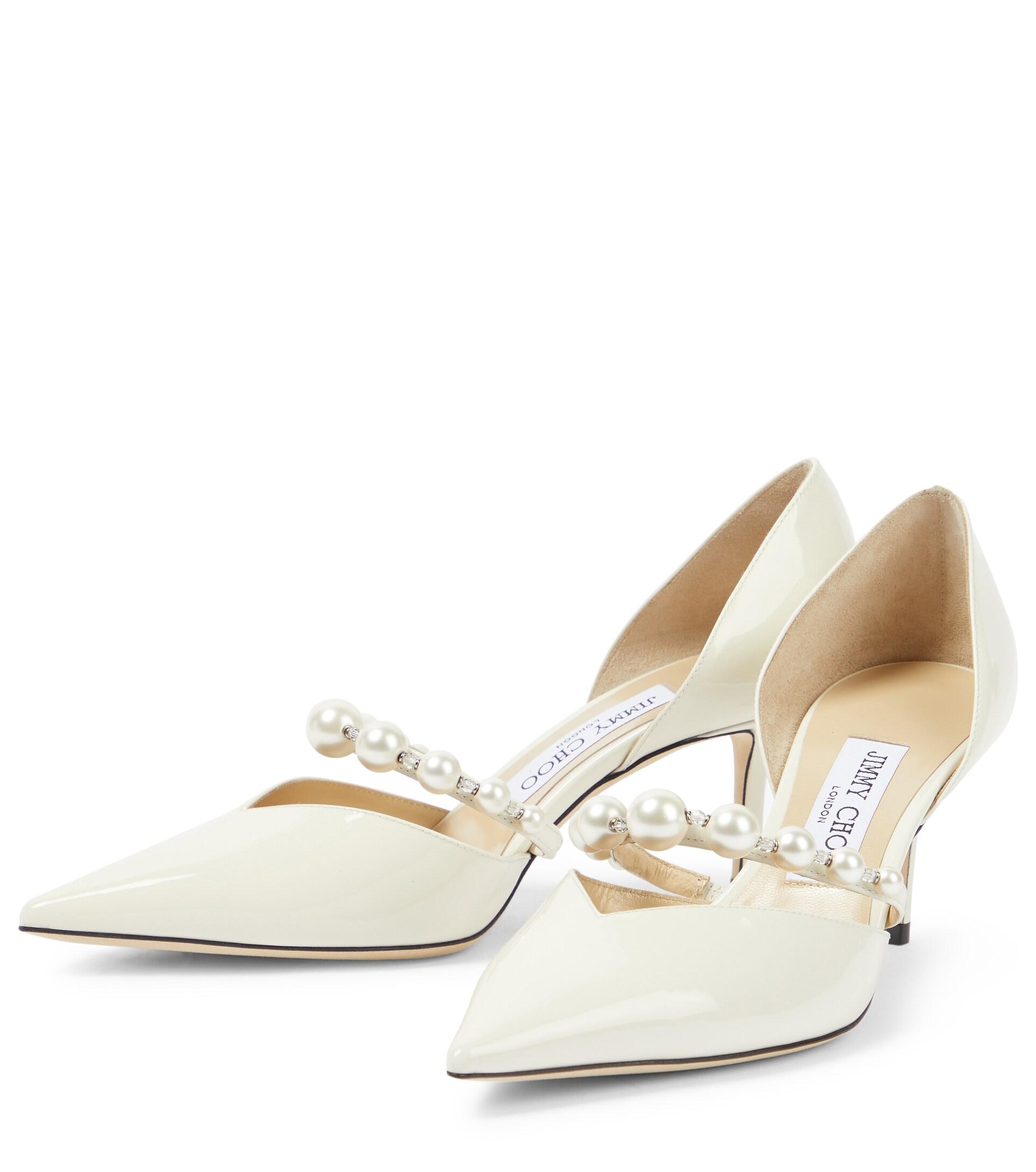 Jimmy Choo Aurelie 65 Patent Leather Pumps in White | Lyst