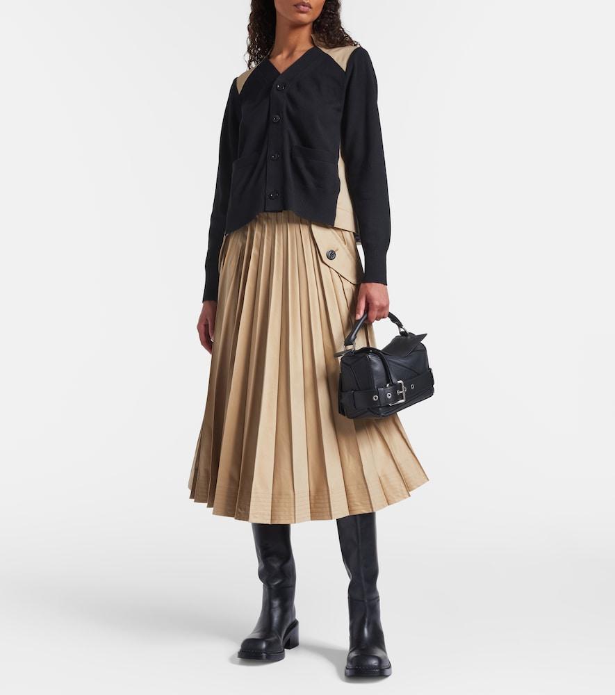 Sacai Cotton-Blend Gabardine Cardigan in Black | Lyst UK
