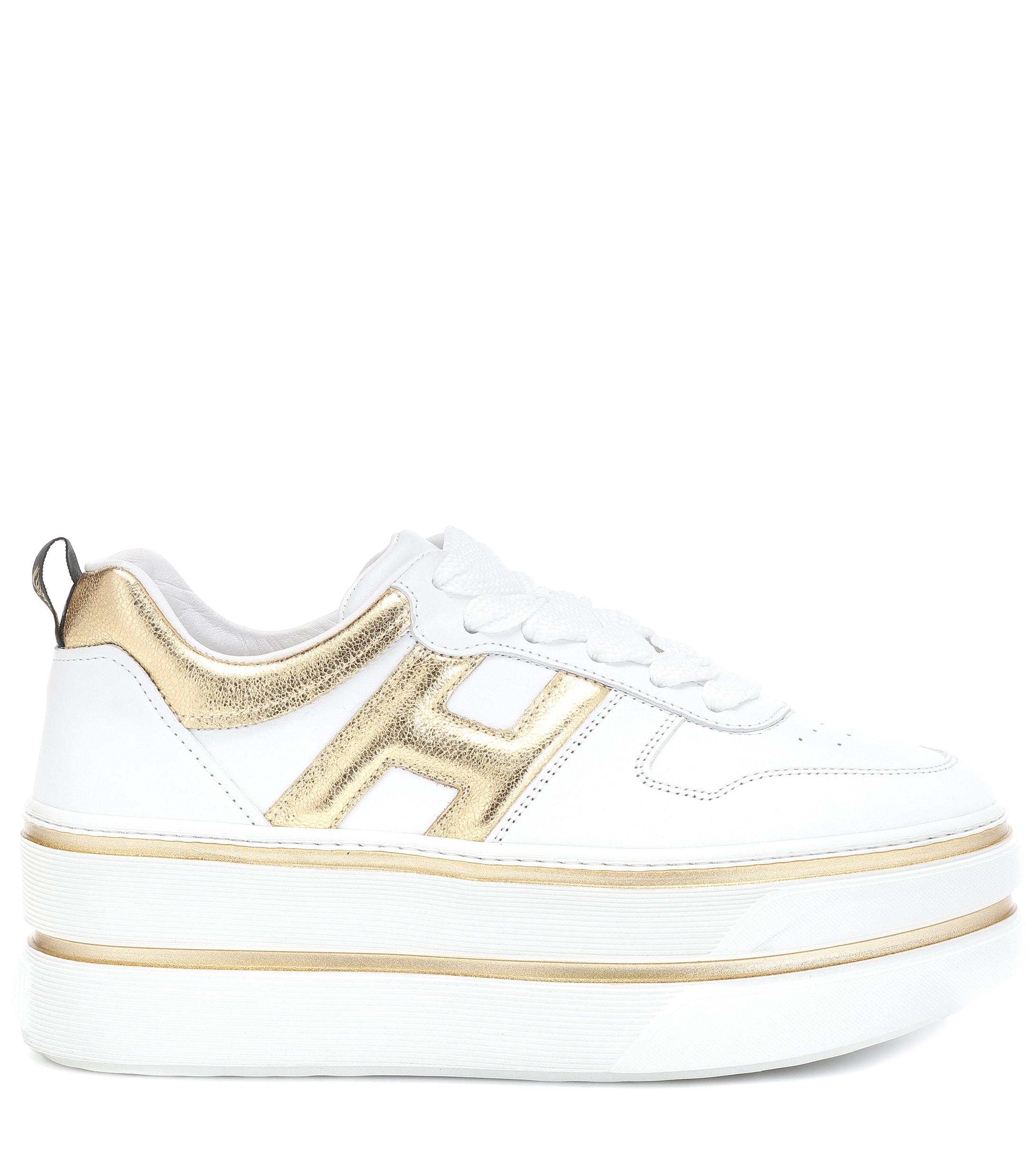 Hogan H449 Leather Platform Sneakers in White | Lyst