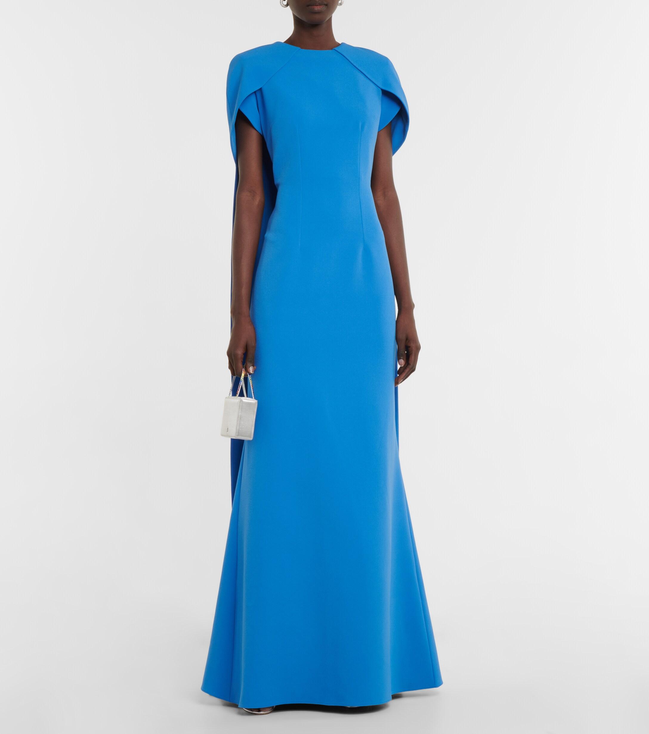 Safiyaa Ginkgo Cape-detail Gown in Blue | Lyst Canada