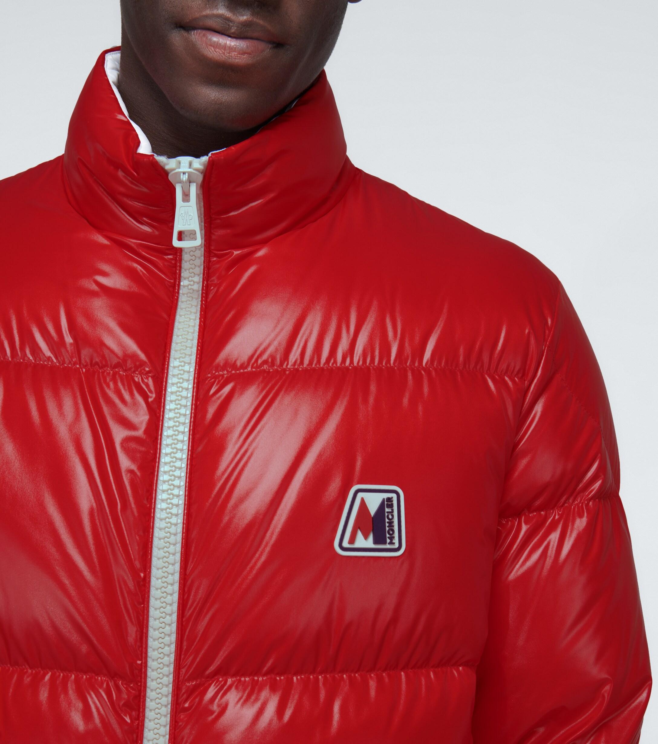 Moncler Chartreuse Logo Jacket in Red for Men | Lyst