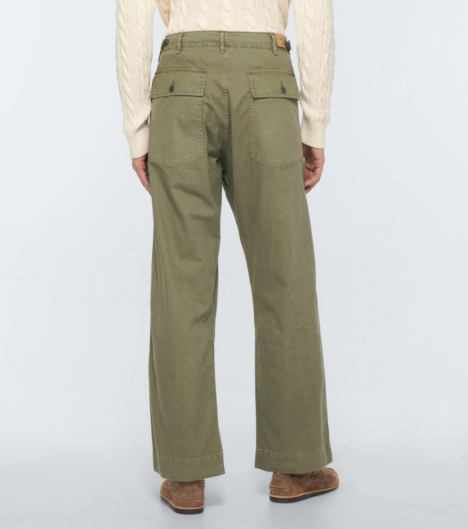 RRL Straight-fit Herringbone Pants in Green for Men | Lyst