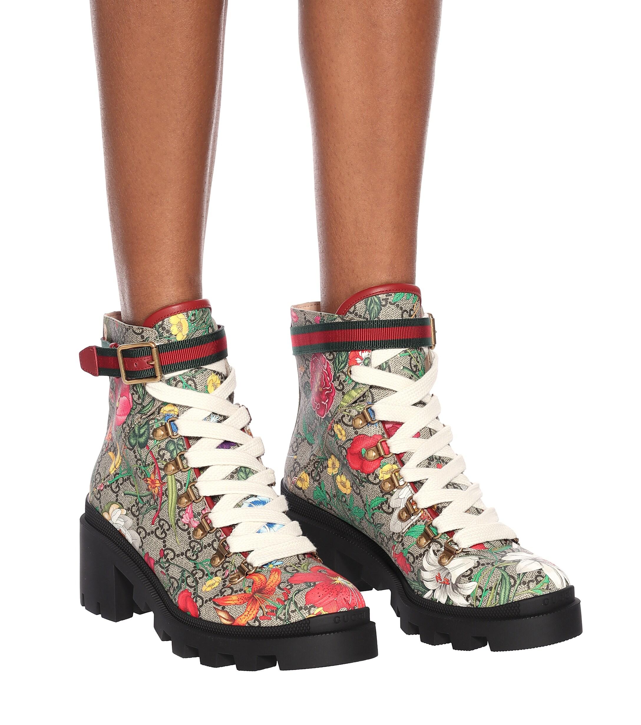 Gucci GG Supreme Flora Trip Boots | Lyst