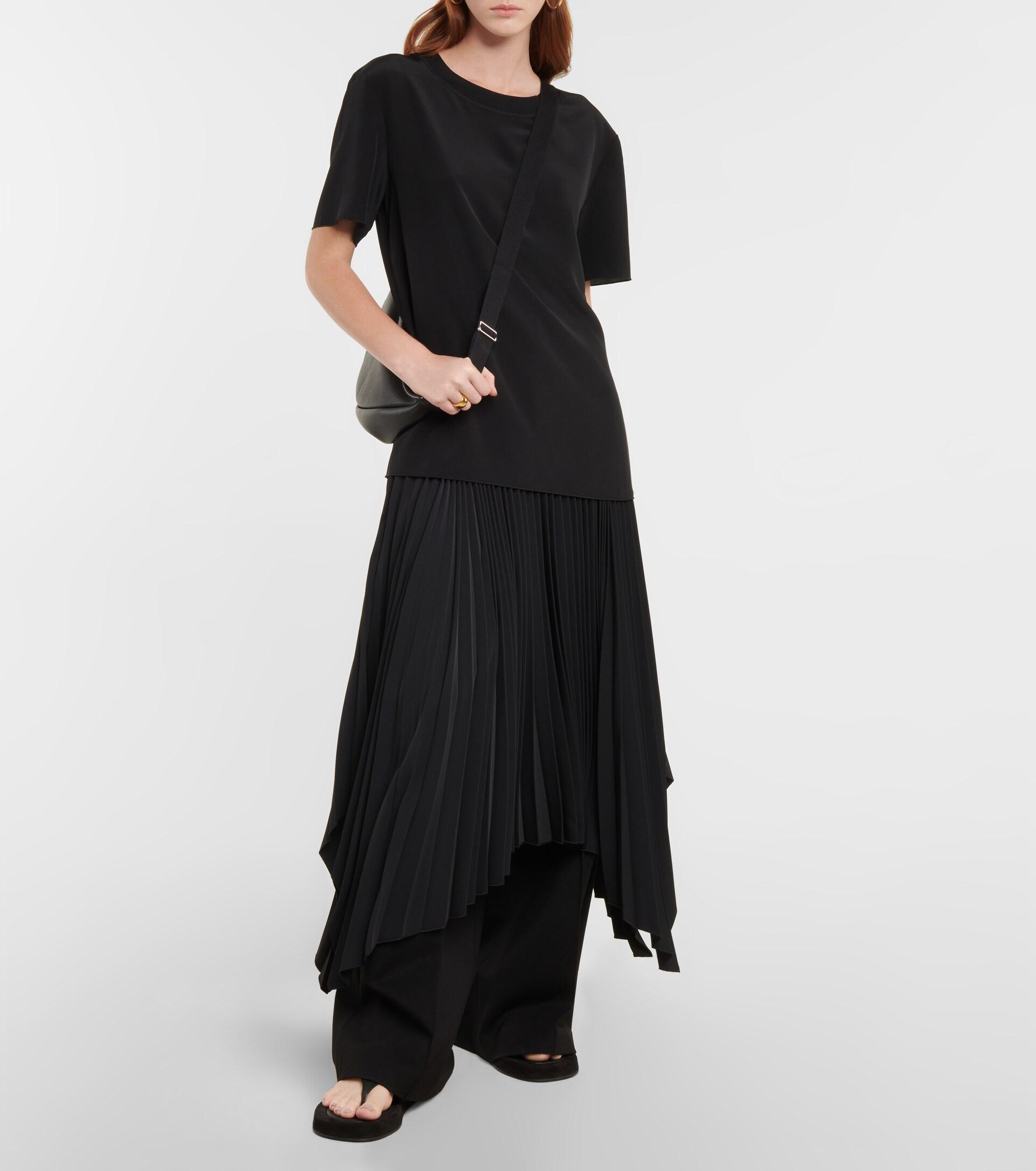 ruffled crepe midi skirt