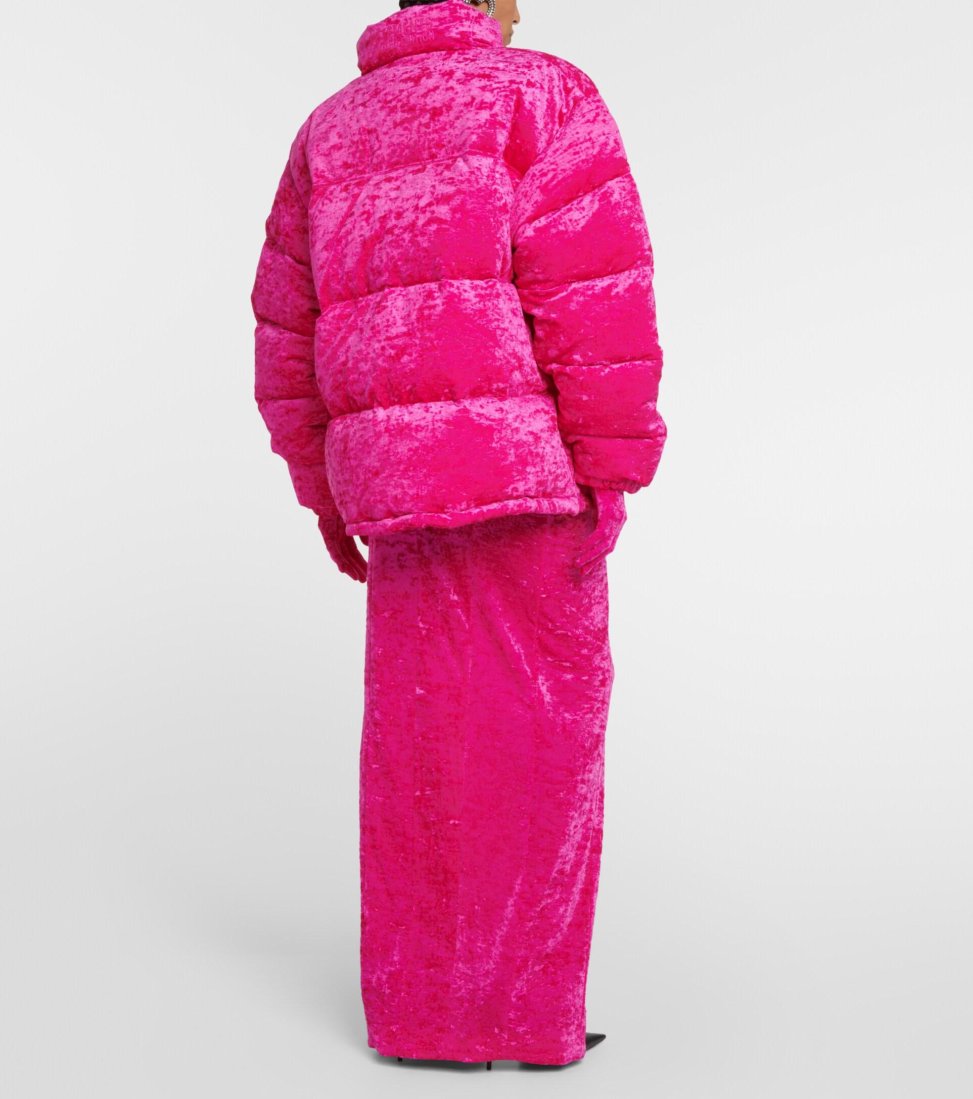 Vetements Quilted Velvet Down Jacket in Pink | Lyst