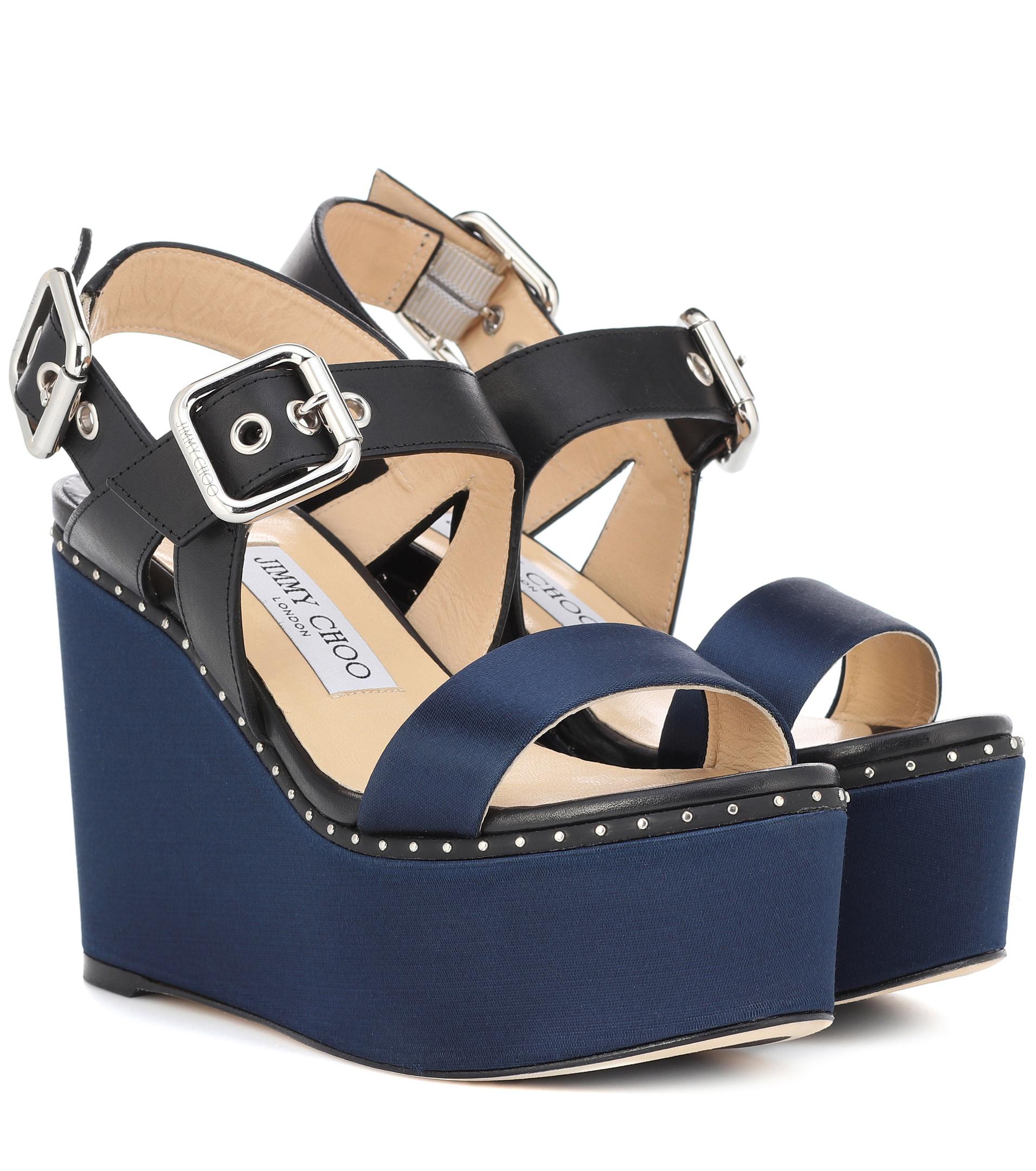 Jimmy Choo Sandalias Lyst Alton Piel Azul De 100 Color dYXwrYq