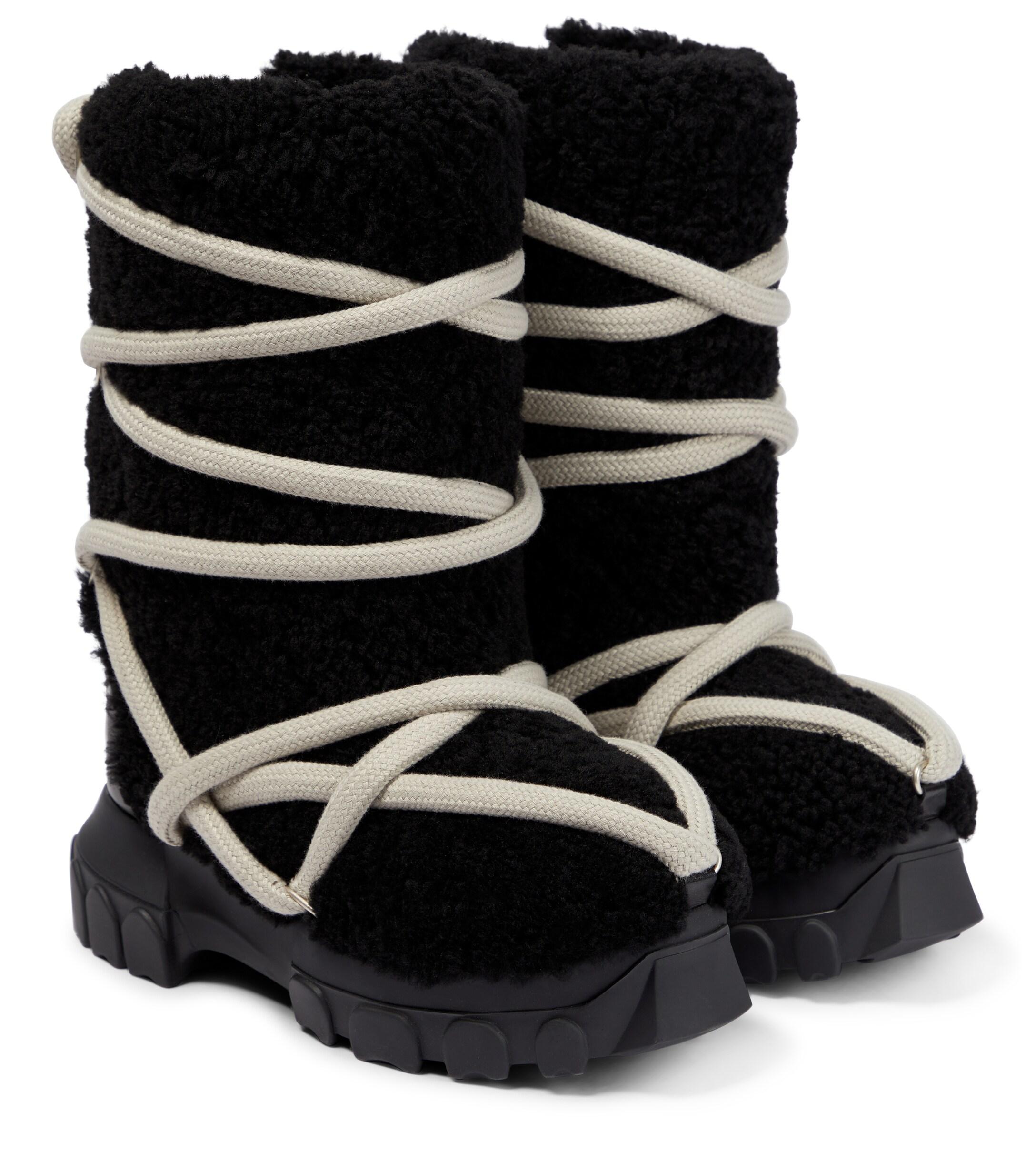 Rick Owens Drkshdw Lace-up Shearling Boots in Black | Lyst Canada