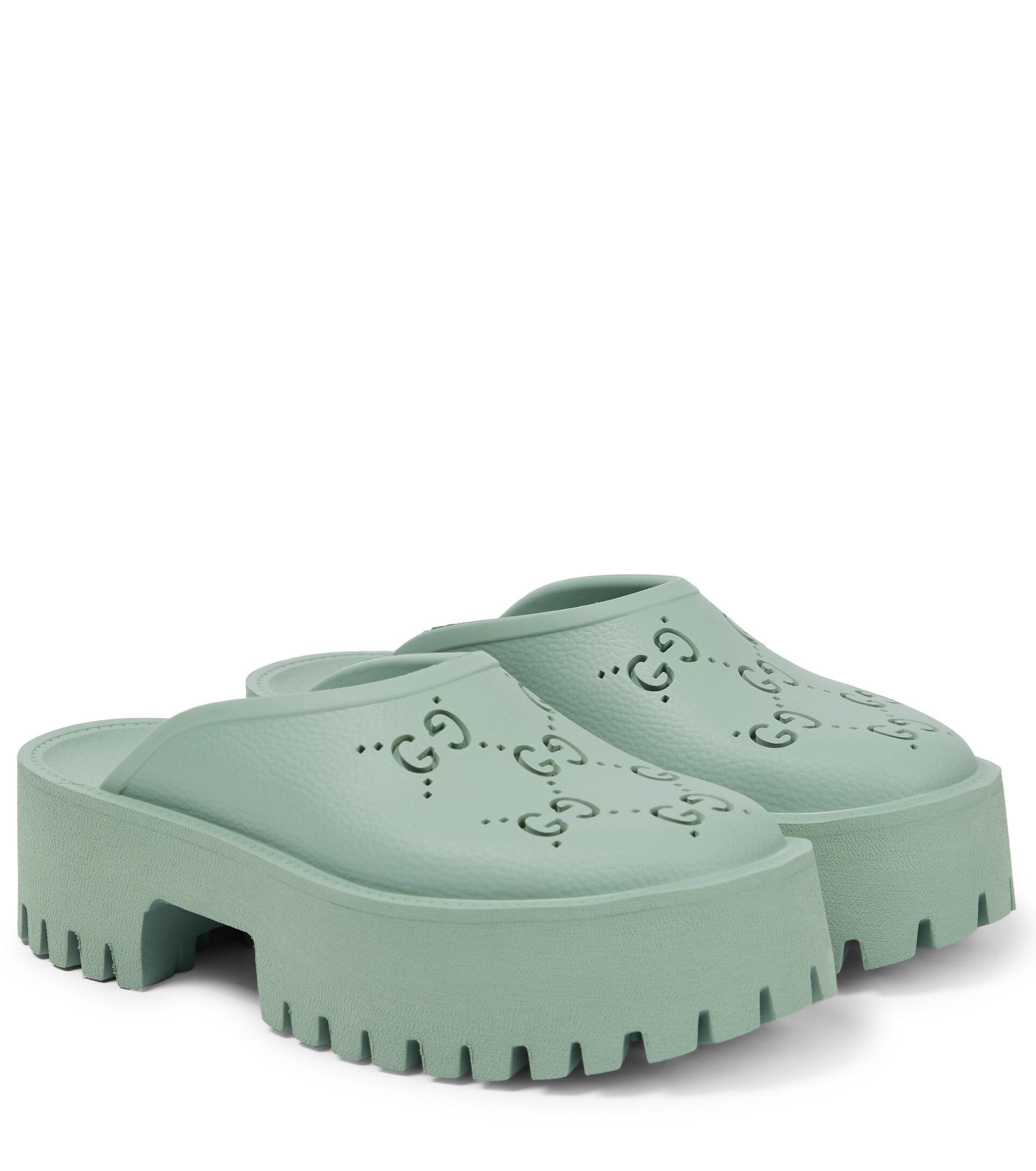 Gucci GG Rubber Clogs in Green | Lyst