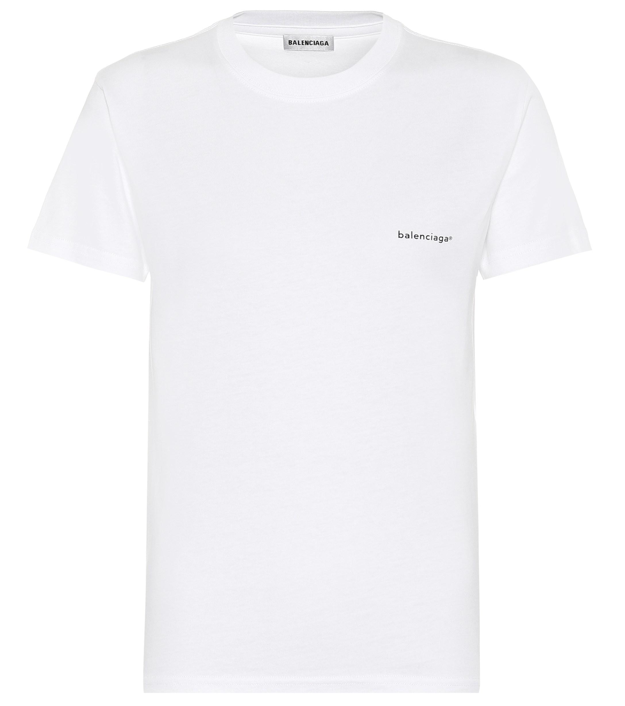 Balenciaga Logo Cotton T-shirt in White - Lyst