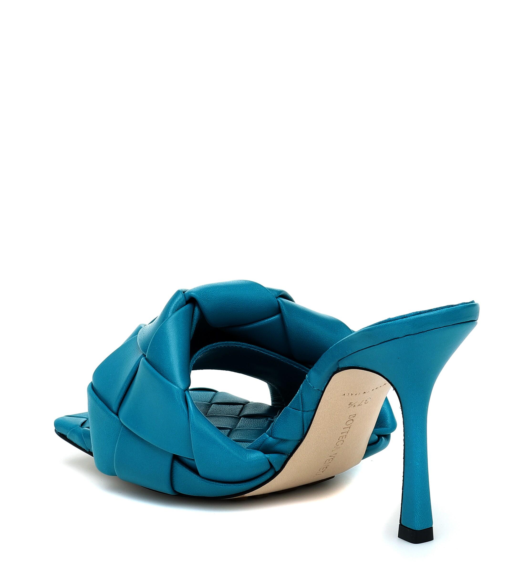 Bottega Veneta Leather Lido Sandals In Blue Lyst