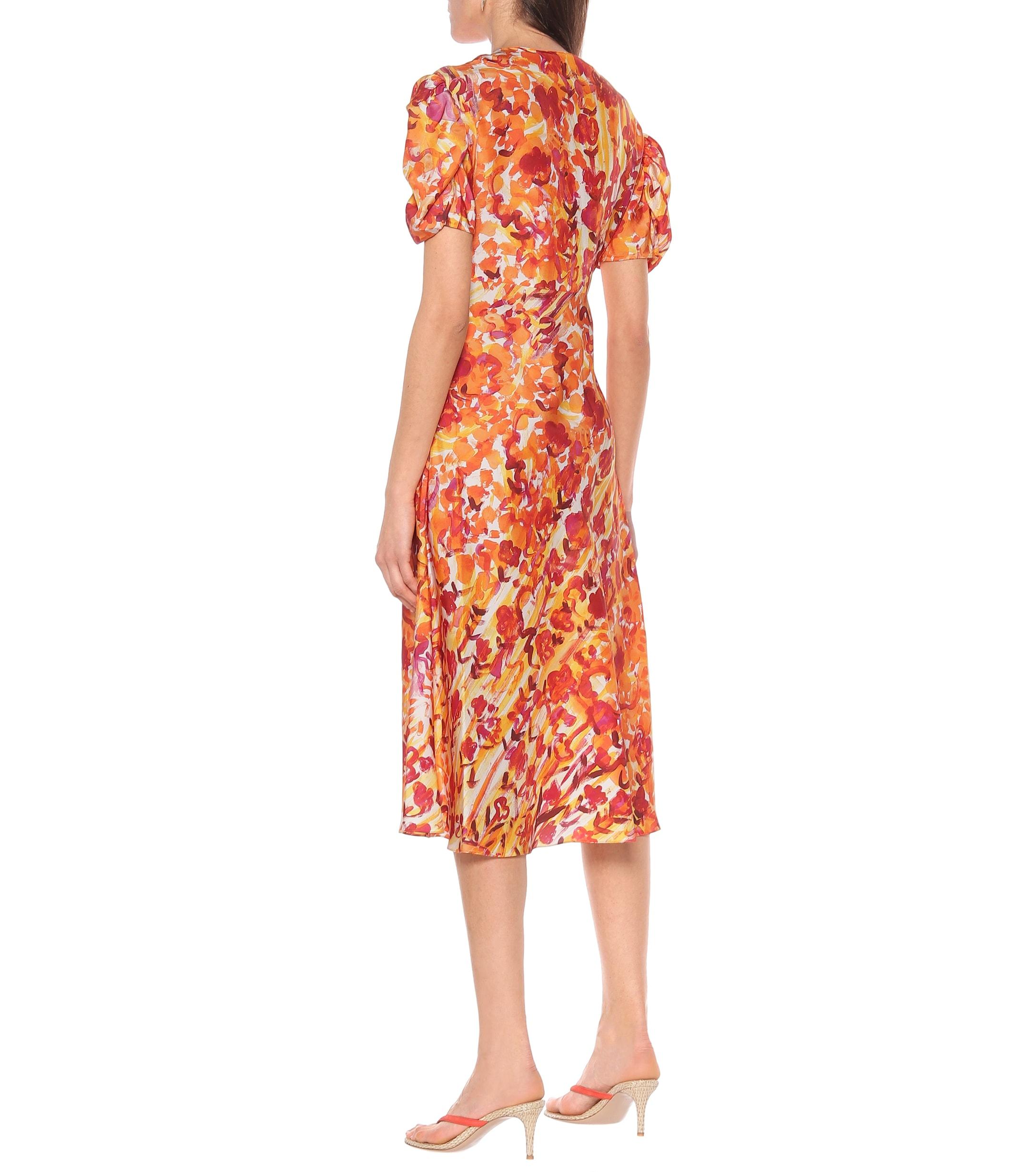 Marni Floral Silk Dress in Orange (Red) Lyst