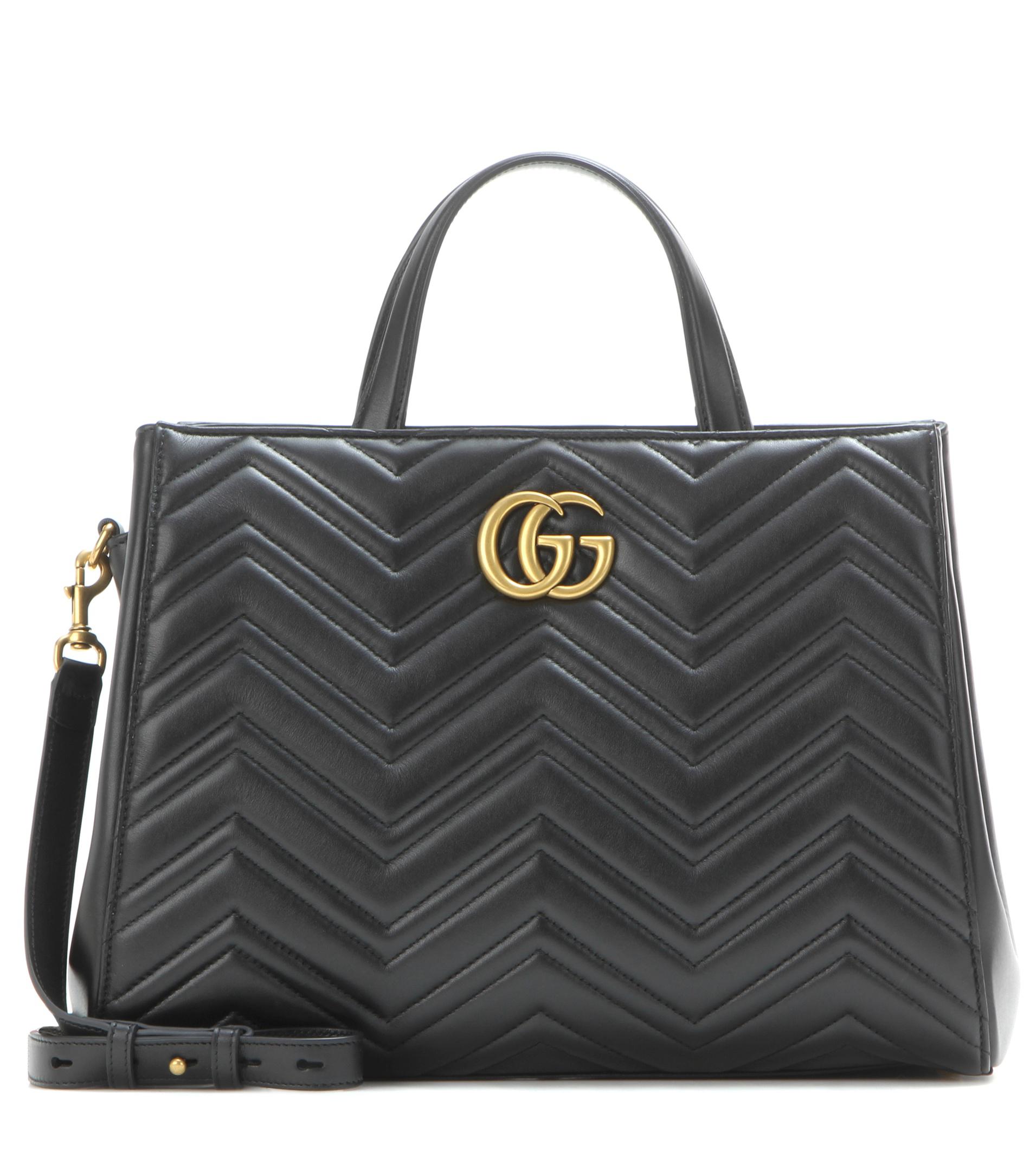 Gucci Gg Marmont Matelassé Leather Tote in Black | Lyst