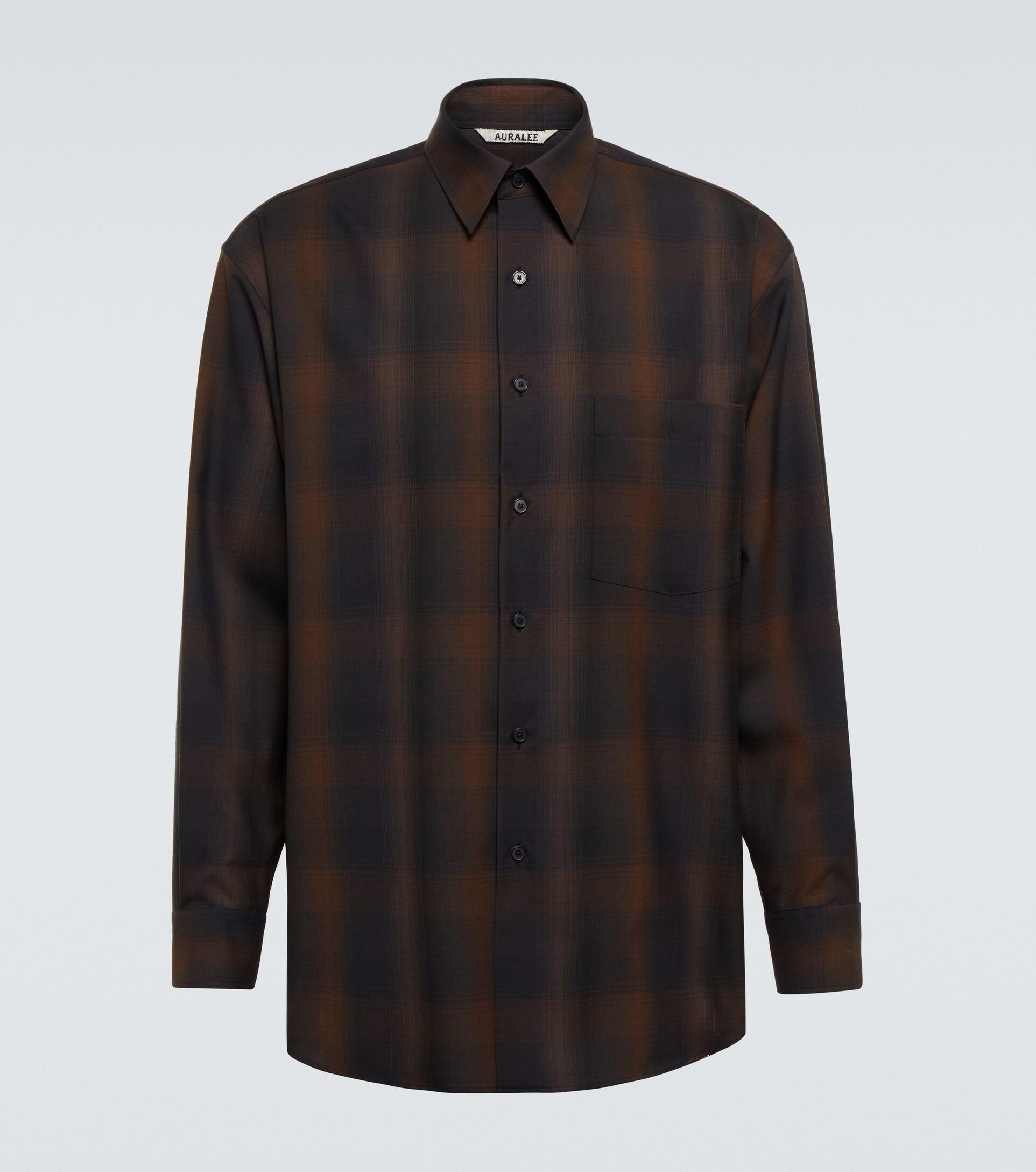 AURALEE Checked Wool Shirt in Black for Men | Lyst
