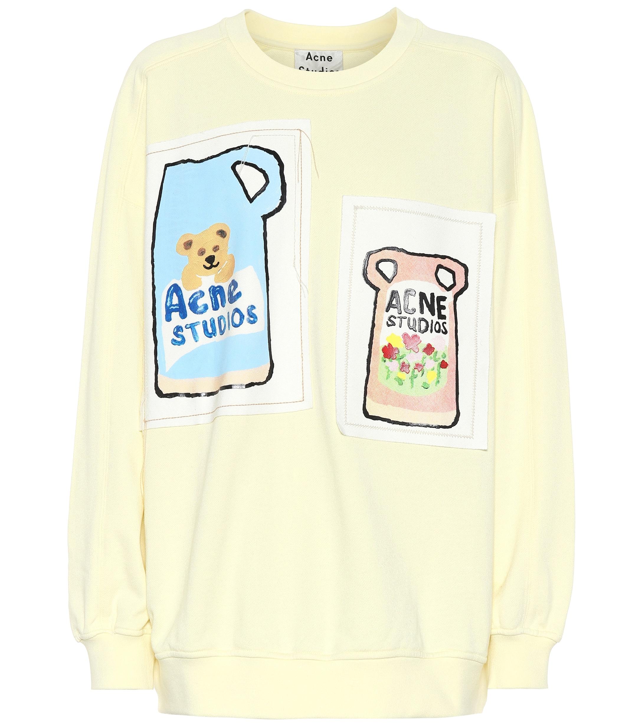 Acne Studios Logo Print Sweatshirt in Yellow Womens Clothing Jumpers and knitwear Jumpers 