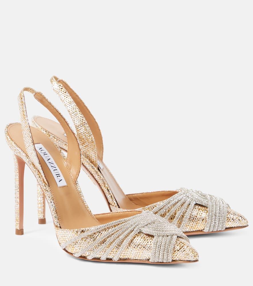 Aquazzura Verzierte Slingback Pumps Gatsby Sling 105 in Mettallic Lyst DE