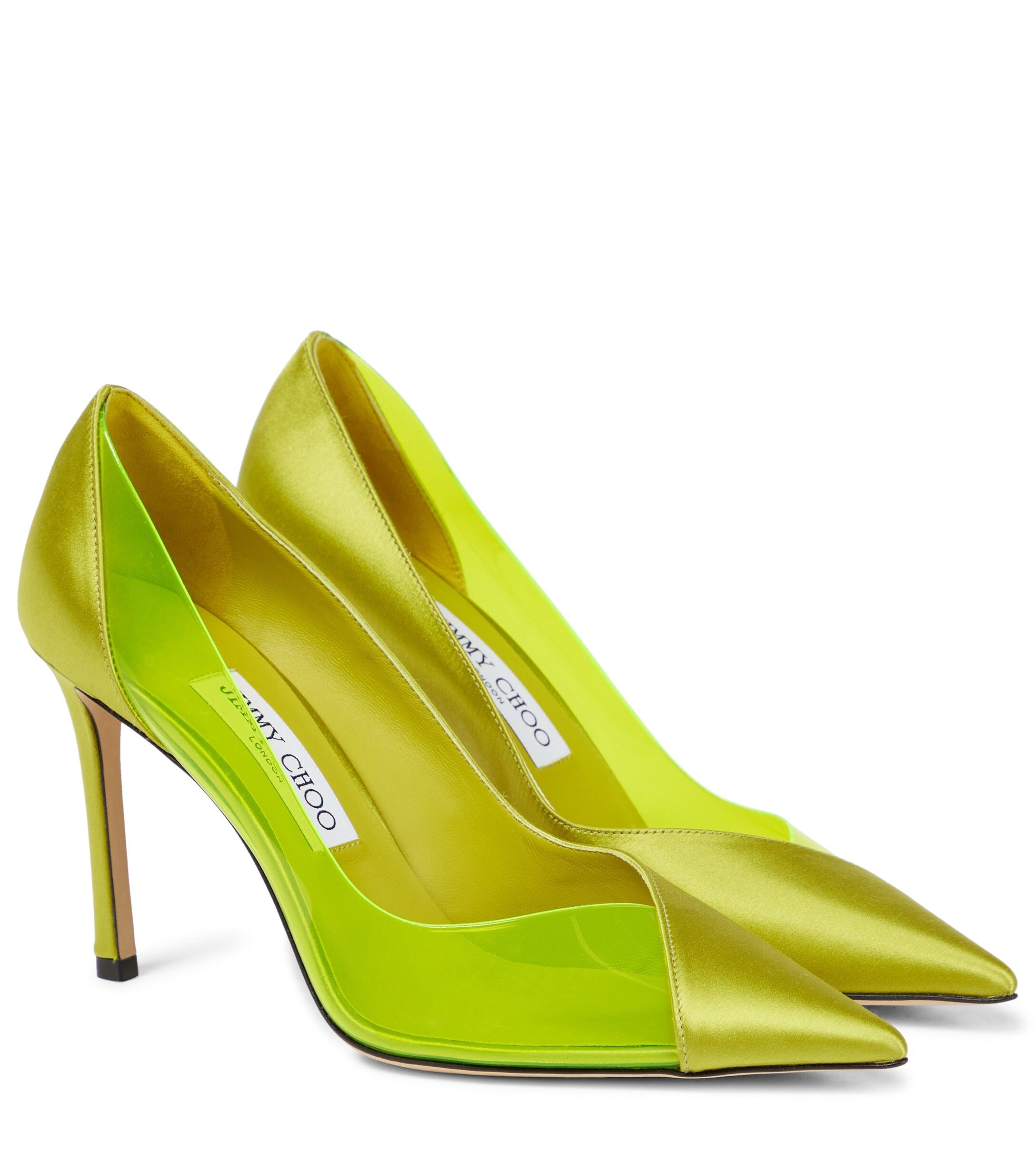 Jimmy Choo Cass 95 Satin And Pvc Pumps Lyst Australia