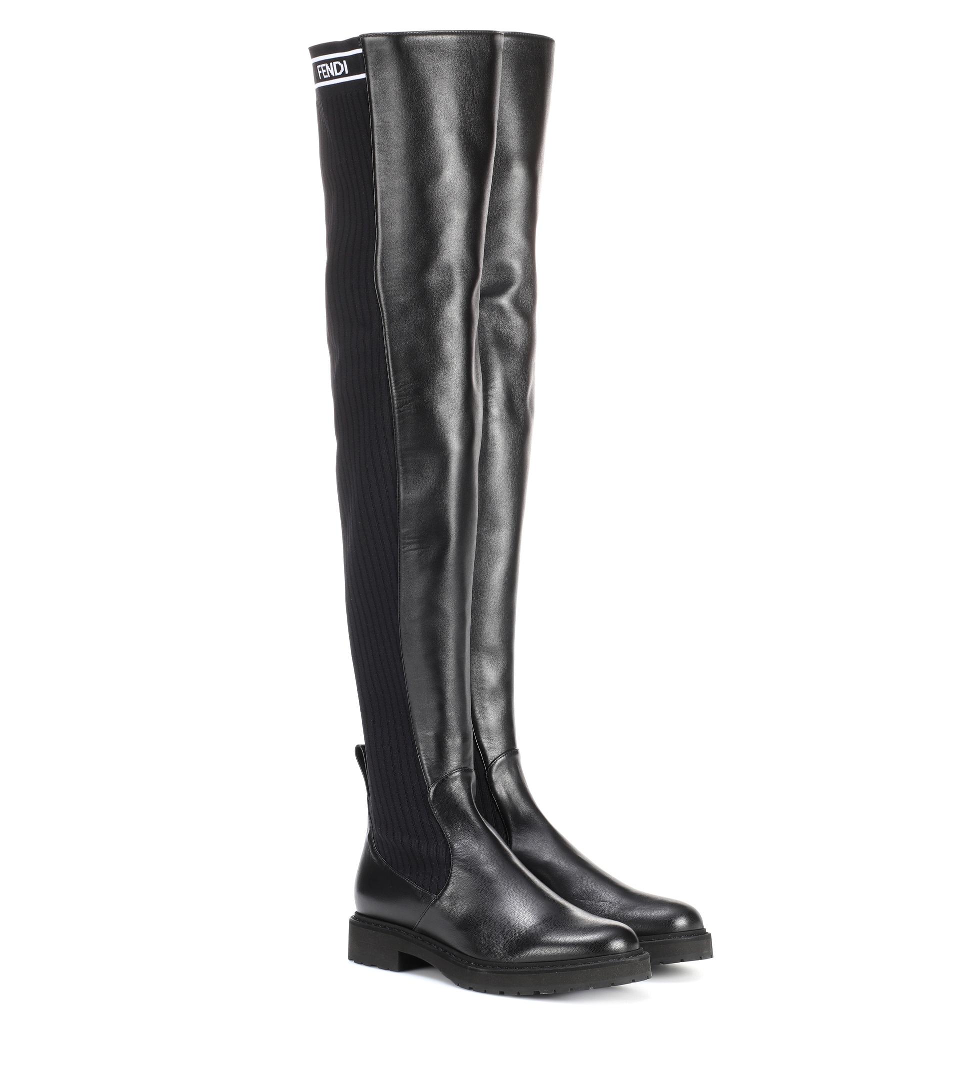 Fendi Leather Over-the-knee Boots in Nero (Black) - Lyst