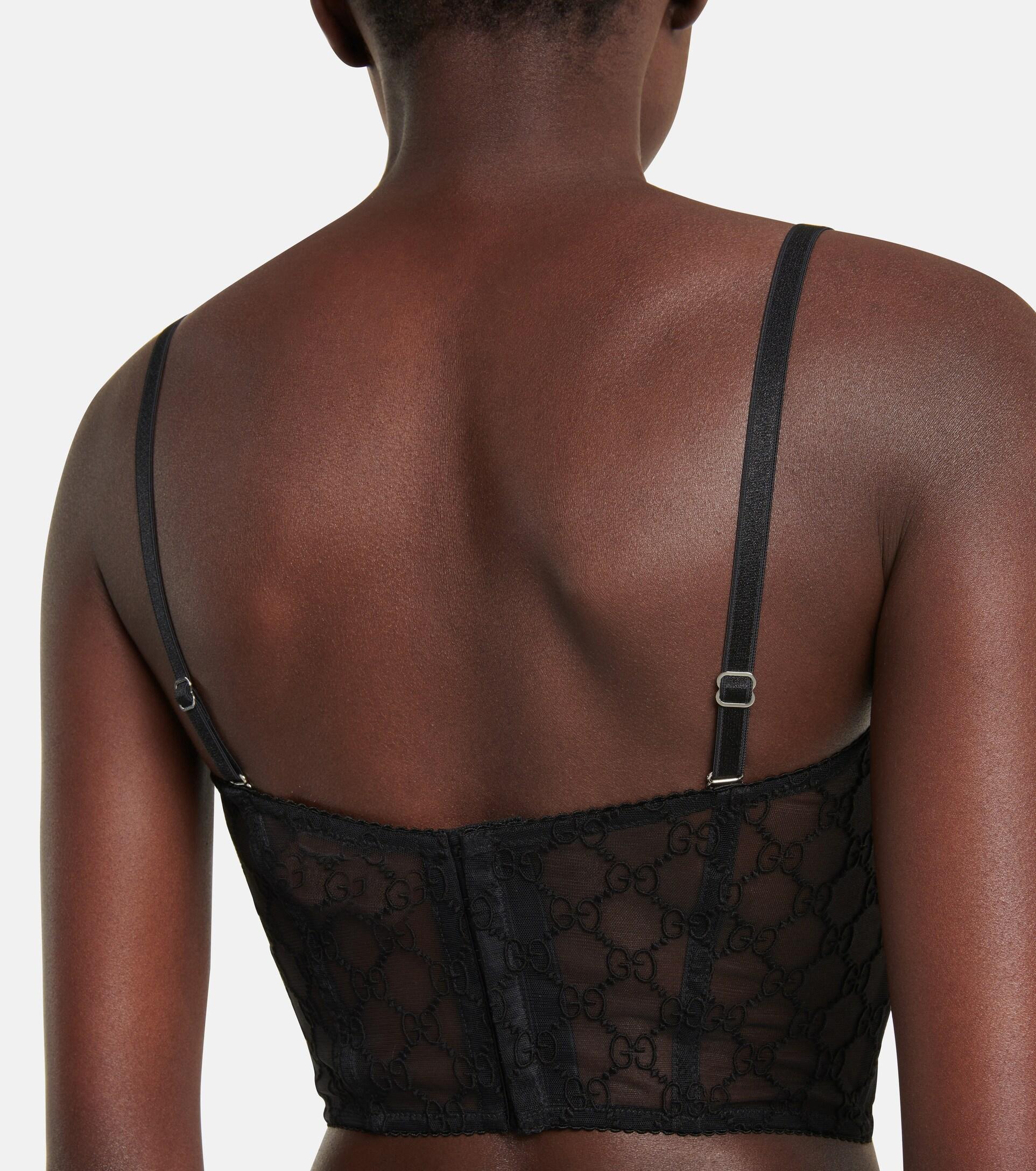 【GUCCI】GG Embroidered Tulle Bra Black Gucci Embroidered Tulle Bra In Black | ModeSens