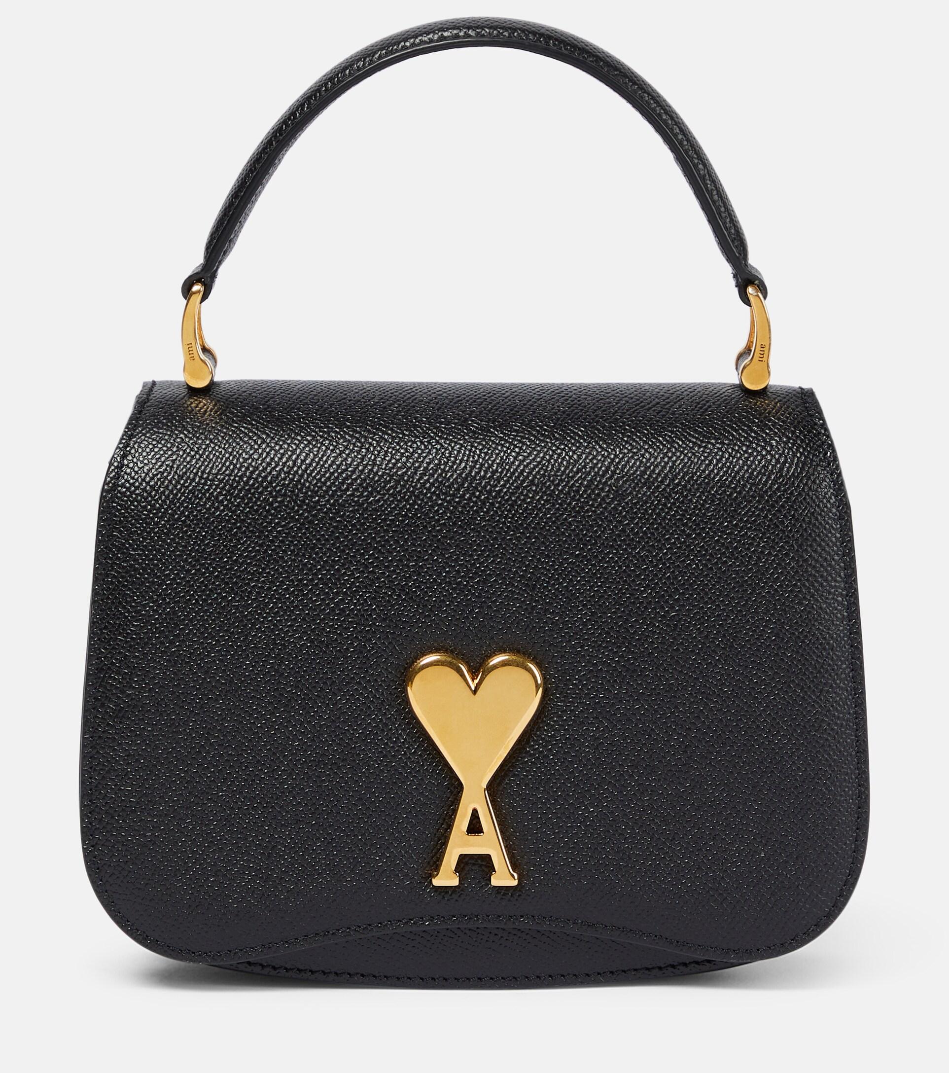 Ami Paris Paris Mini Leather Shoulder Bag in Black Lyst