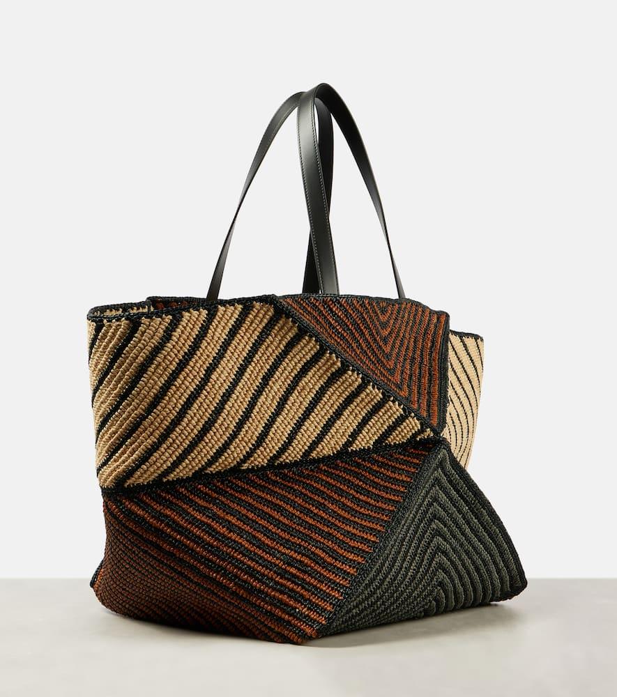 Loewe Puzzle Fold Xxl Raffia Tote Bag in Black | Lyst