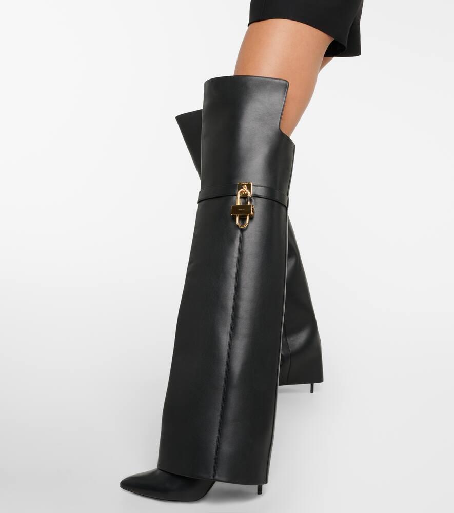 Givenchy Shark Lock Stiletto Over-the-knee Boots In Leather in Black | Lyst